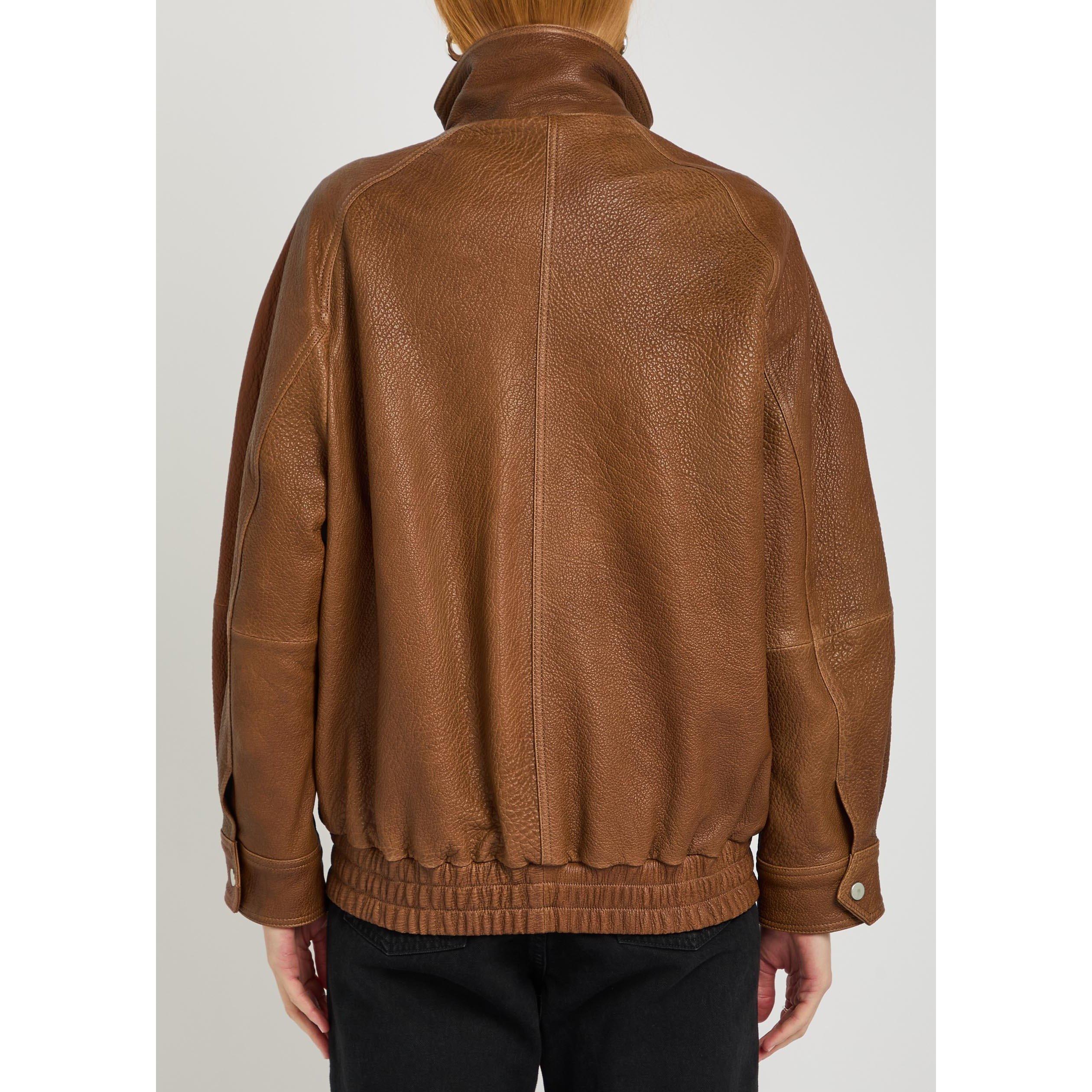 BROWN - Nour Hammour - Women's Ariste Oversized-Fit Leather Jacket - 3