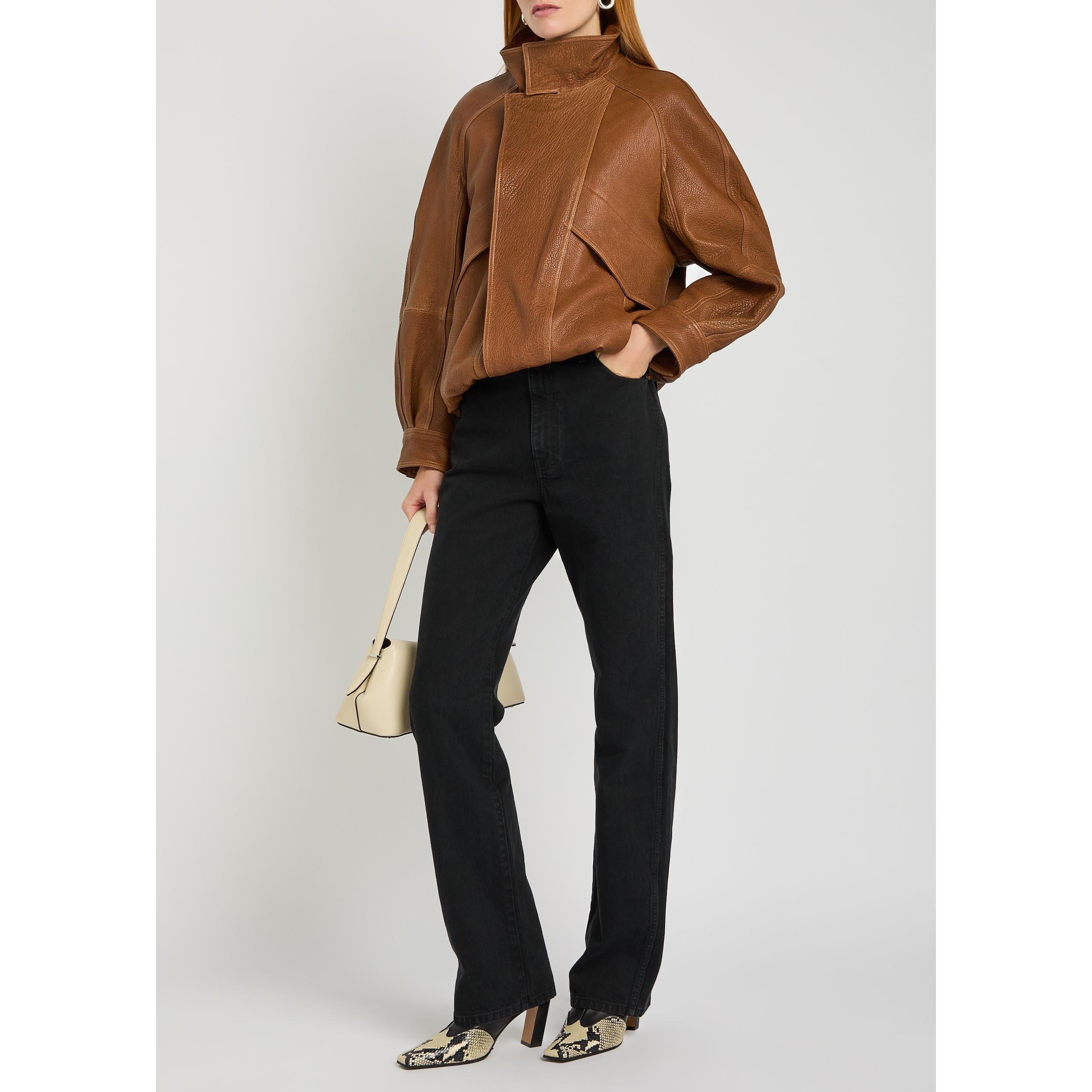 BROWN - Nour Hammour - Women's Ariste Oversized-Fit Leather Jacket - 5