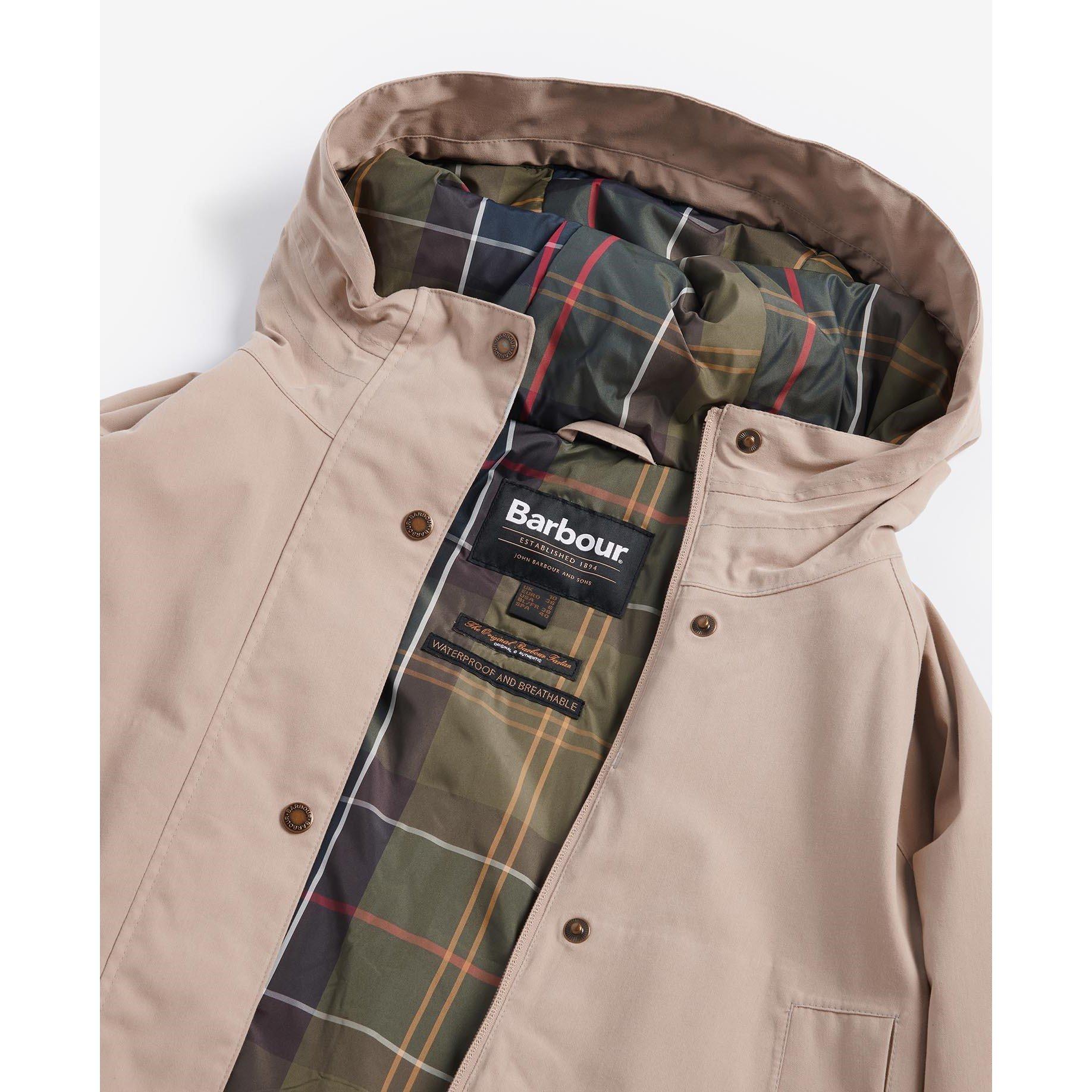 Sand /Classic - Barbour - Women's Beadnell Waterproof Hooded Mid-Length Rain Anorak - 9