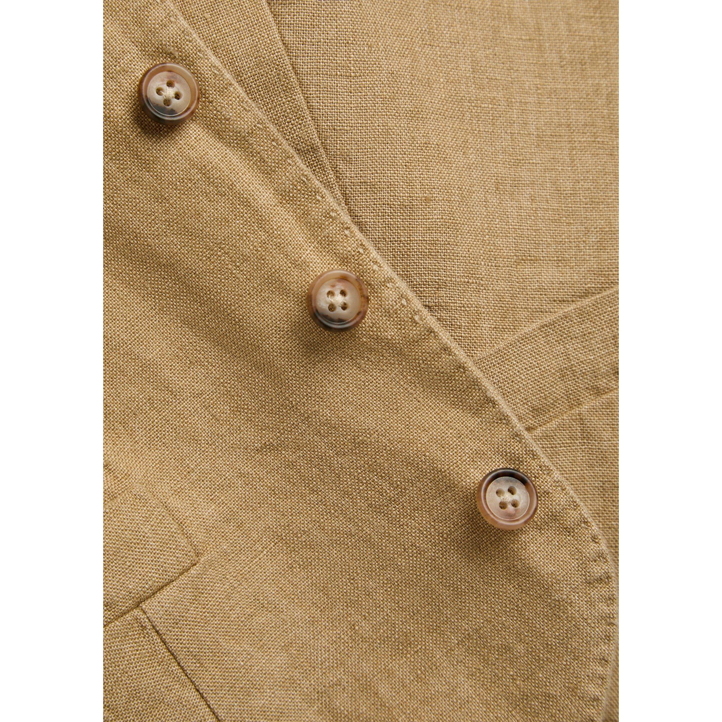 BROWN - Polo Ralph Lauren - Women's Linen V-Neck Waistcoat - 4
