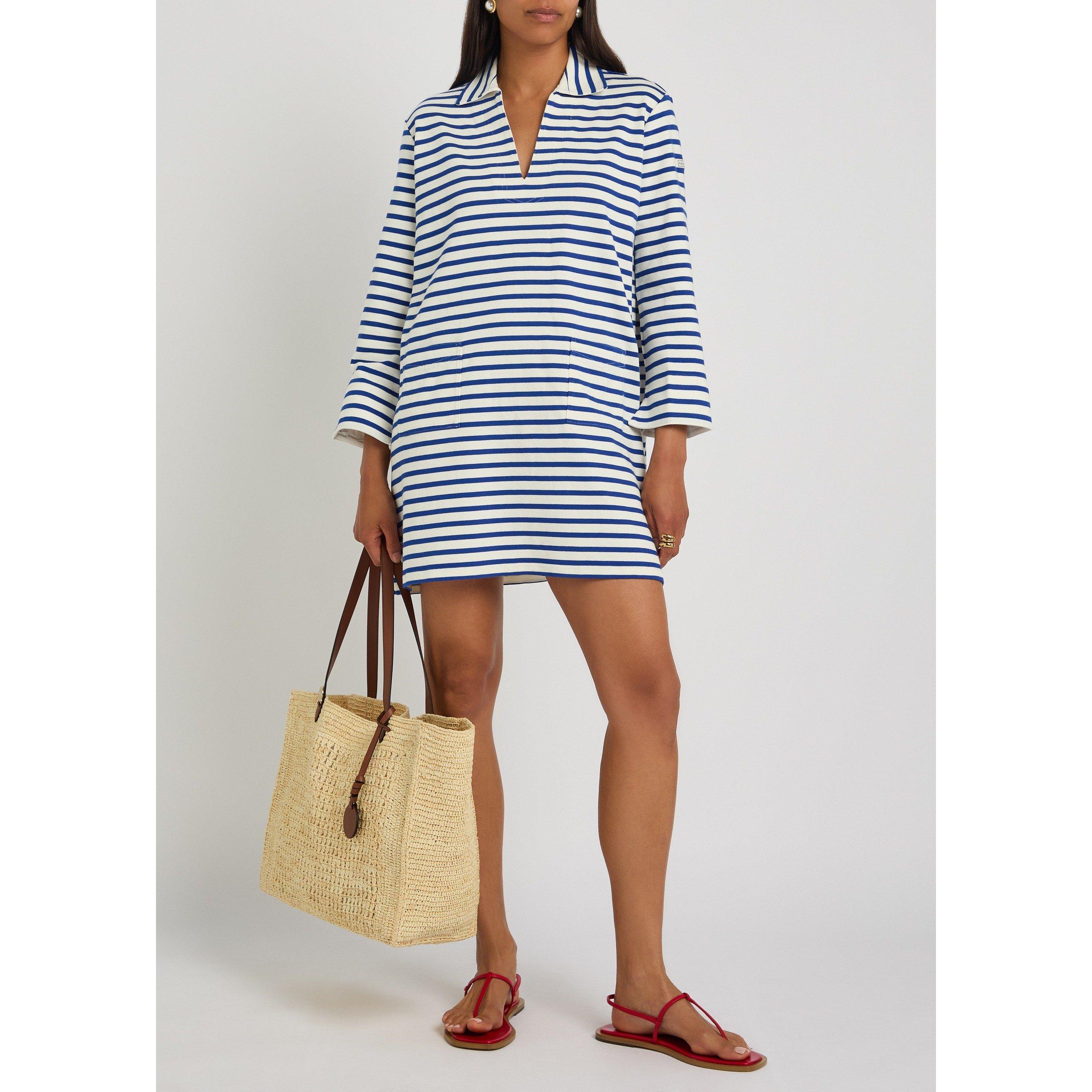 BLUE AND OTHER - Polo Ralph Lauren - Women's Striped Cotton V-Neck Relaxed-Fit Jumper Dress - 5