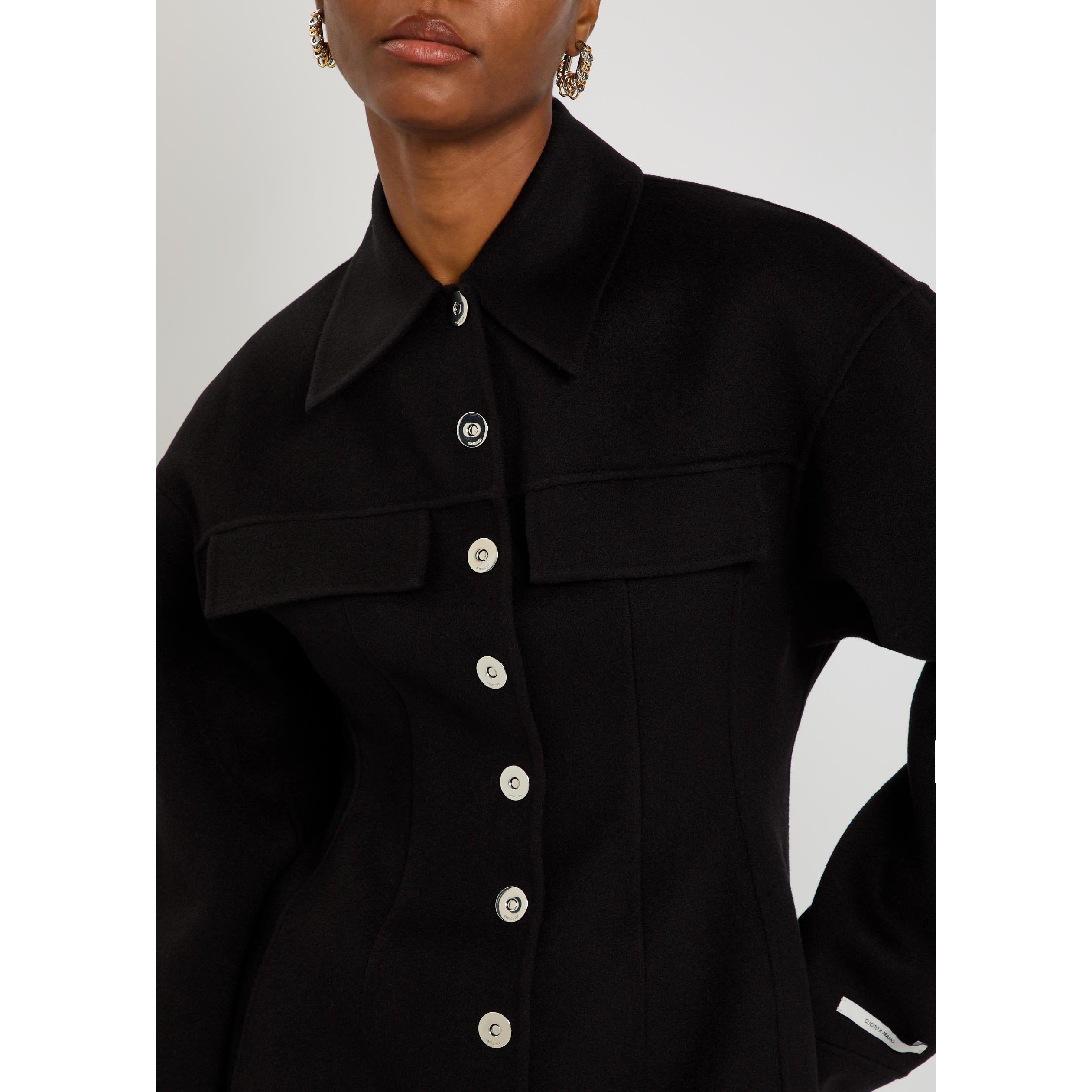 BLACK - Sportmax - Women's Wool Tailored-Fit Pea Coat - 4