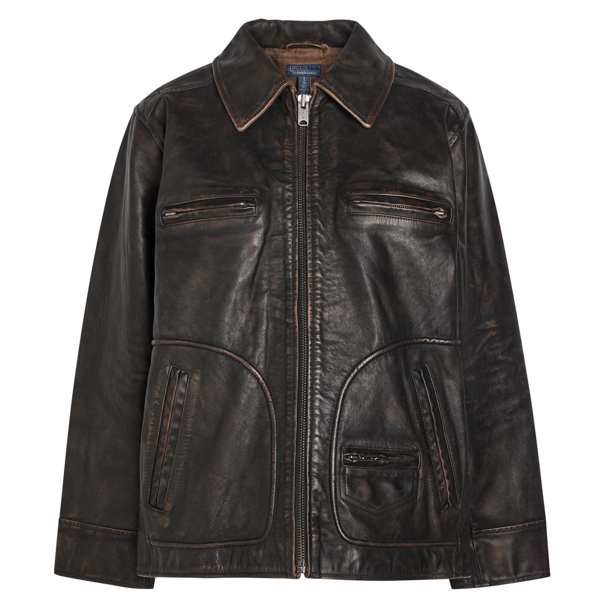 BROWN - Polo Ralph Lauren - LEATHER AND SKINS-MOTO-JACKET