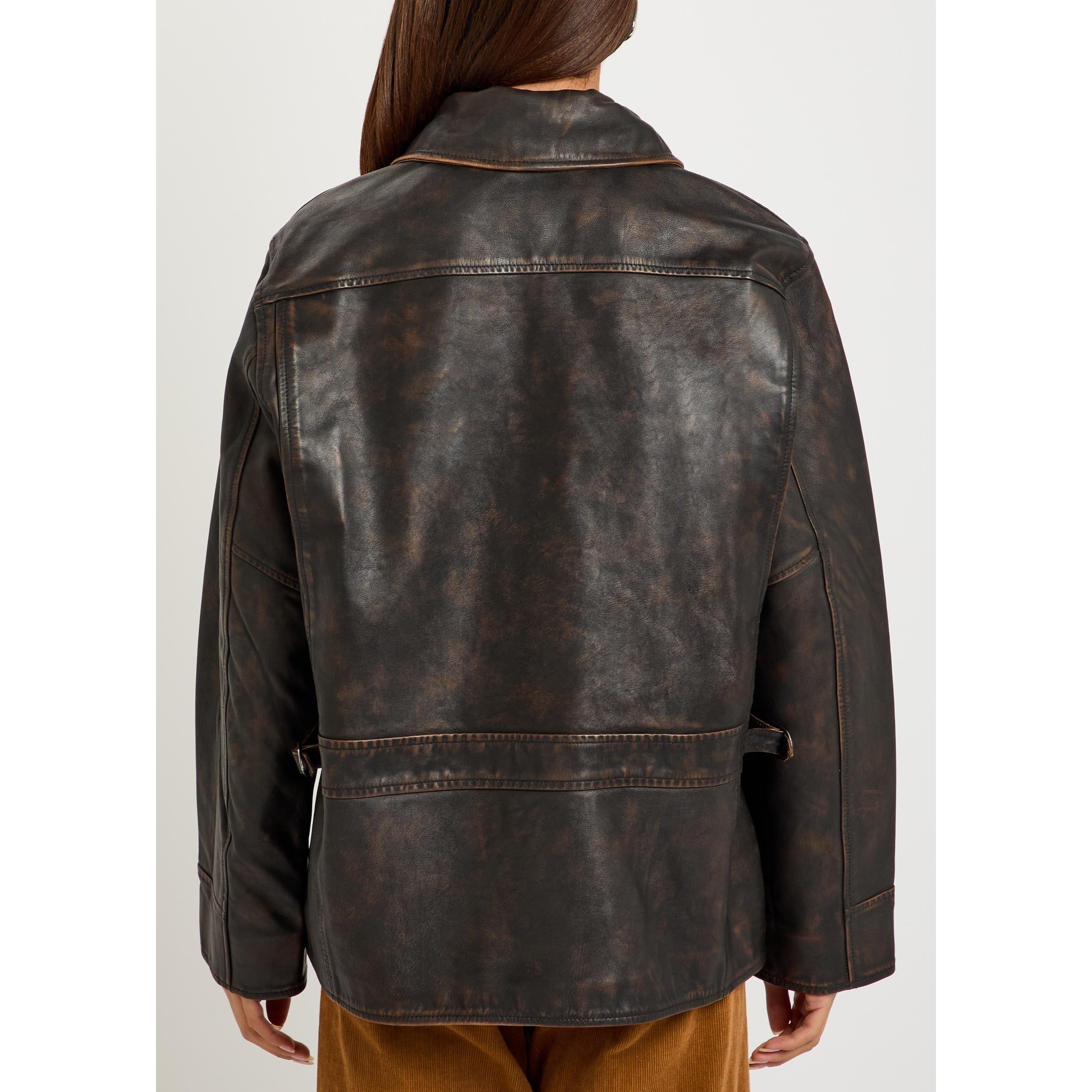 BROWN - Polo Ralph Lauren - LEATHER AND SKINS-MOTO-JACKET - 3