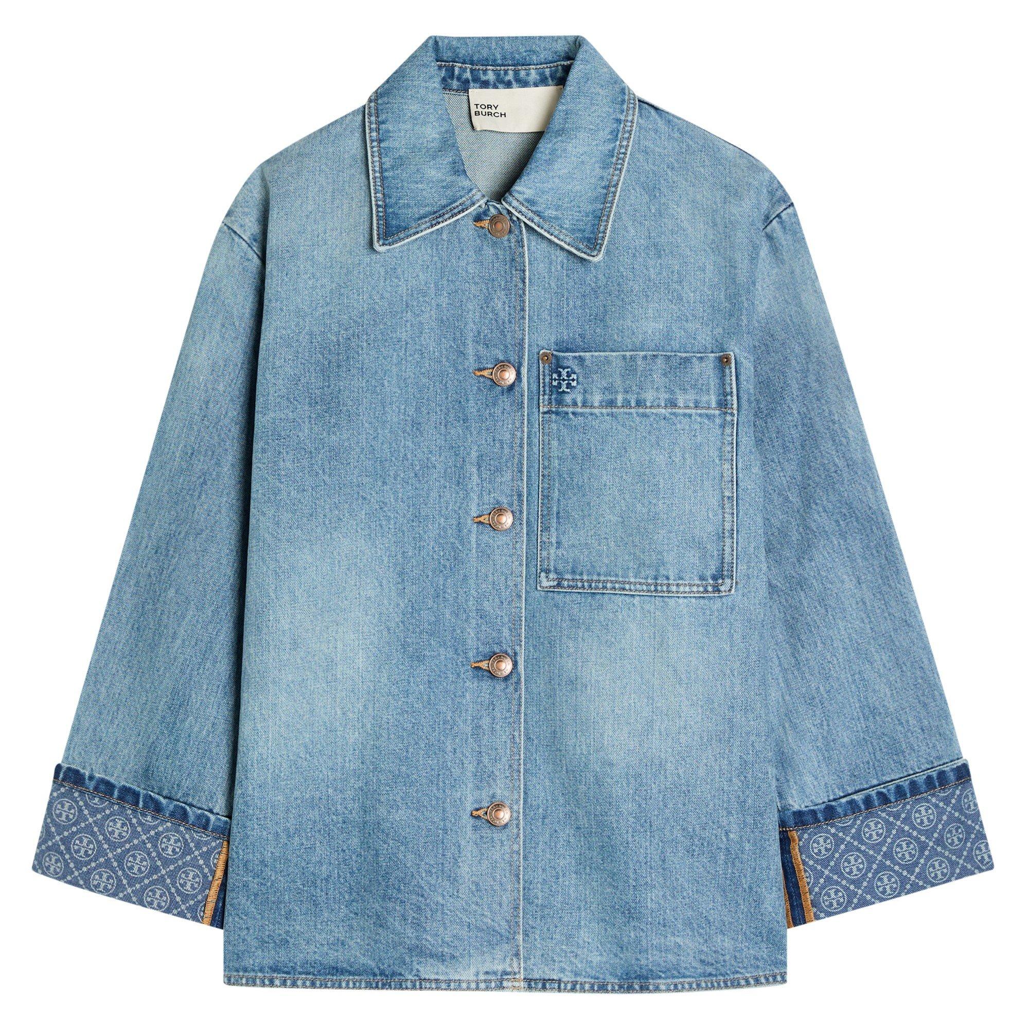 BLUE - Tory Burch - Women's Denim Relaxed-Fit Barn Jacket - 1