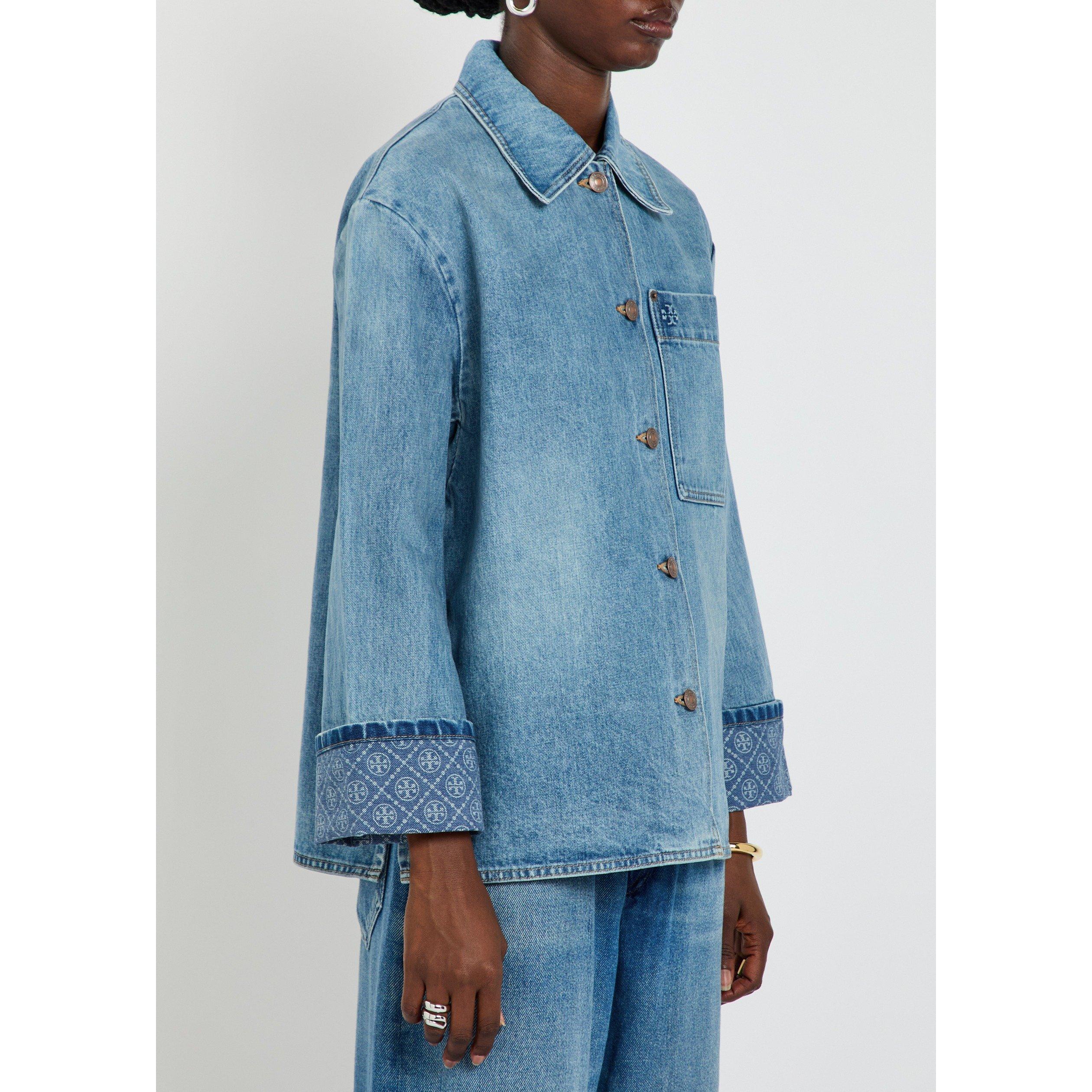 BLUE - Tory Burch - Women's Denim Relaxed-Fit Barn Jacket - 2