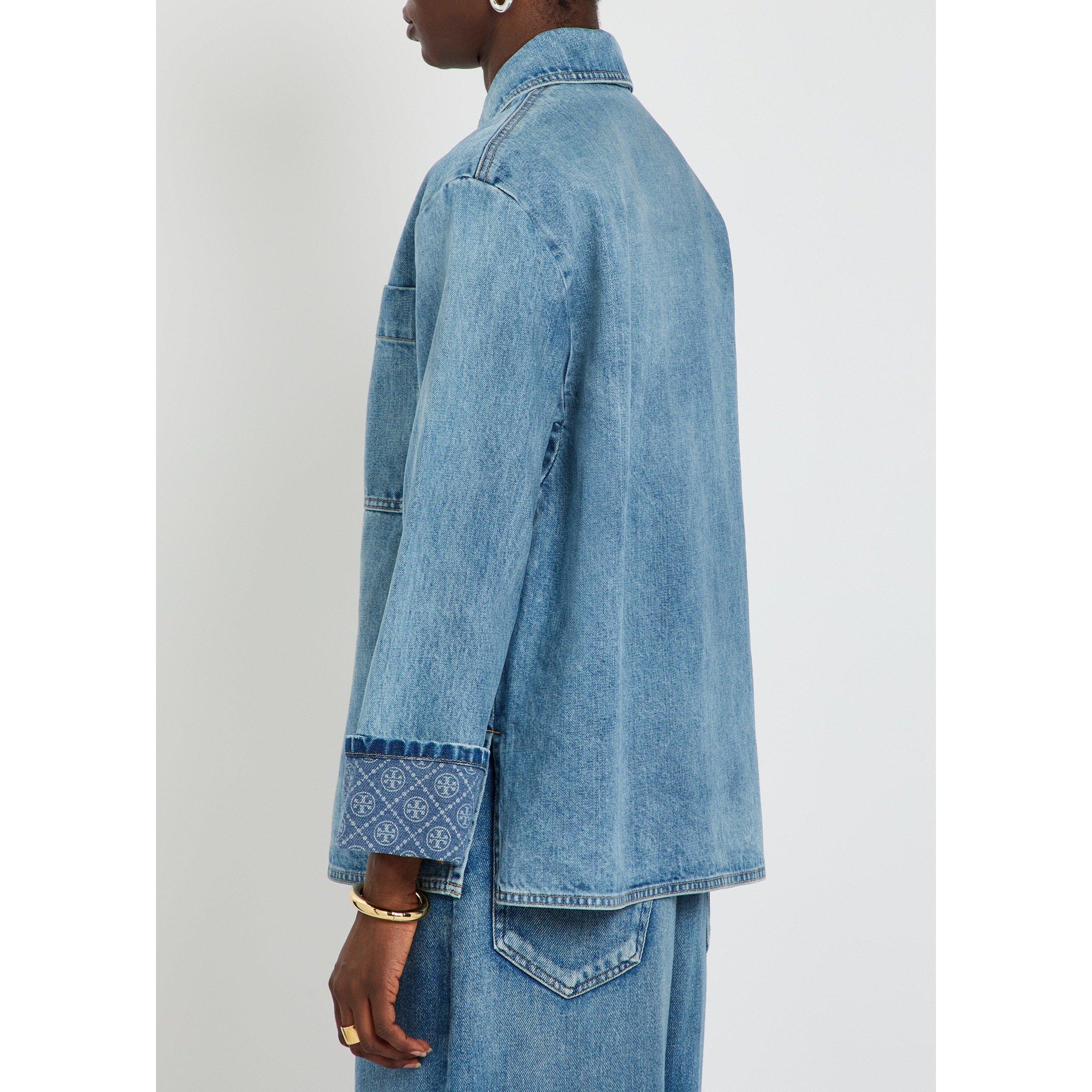 BLUE - Tory Burch - Women's Denim Relaxed-Fit Barn Jacket - 3