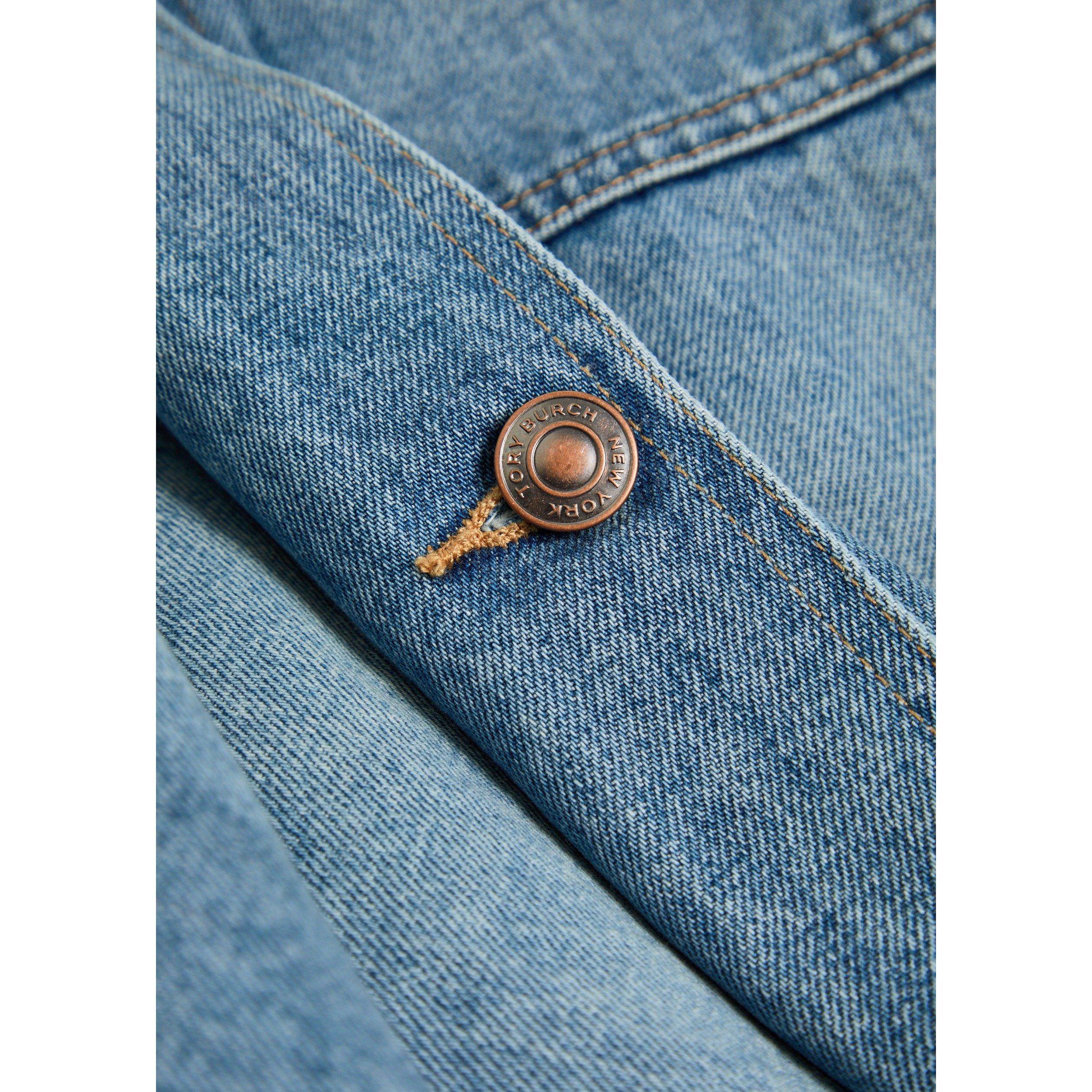 BLUE - Tory Burch - Women's Denim Relaxed-Fit Barn Jacket - 4