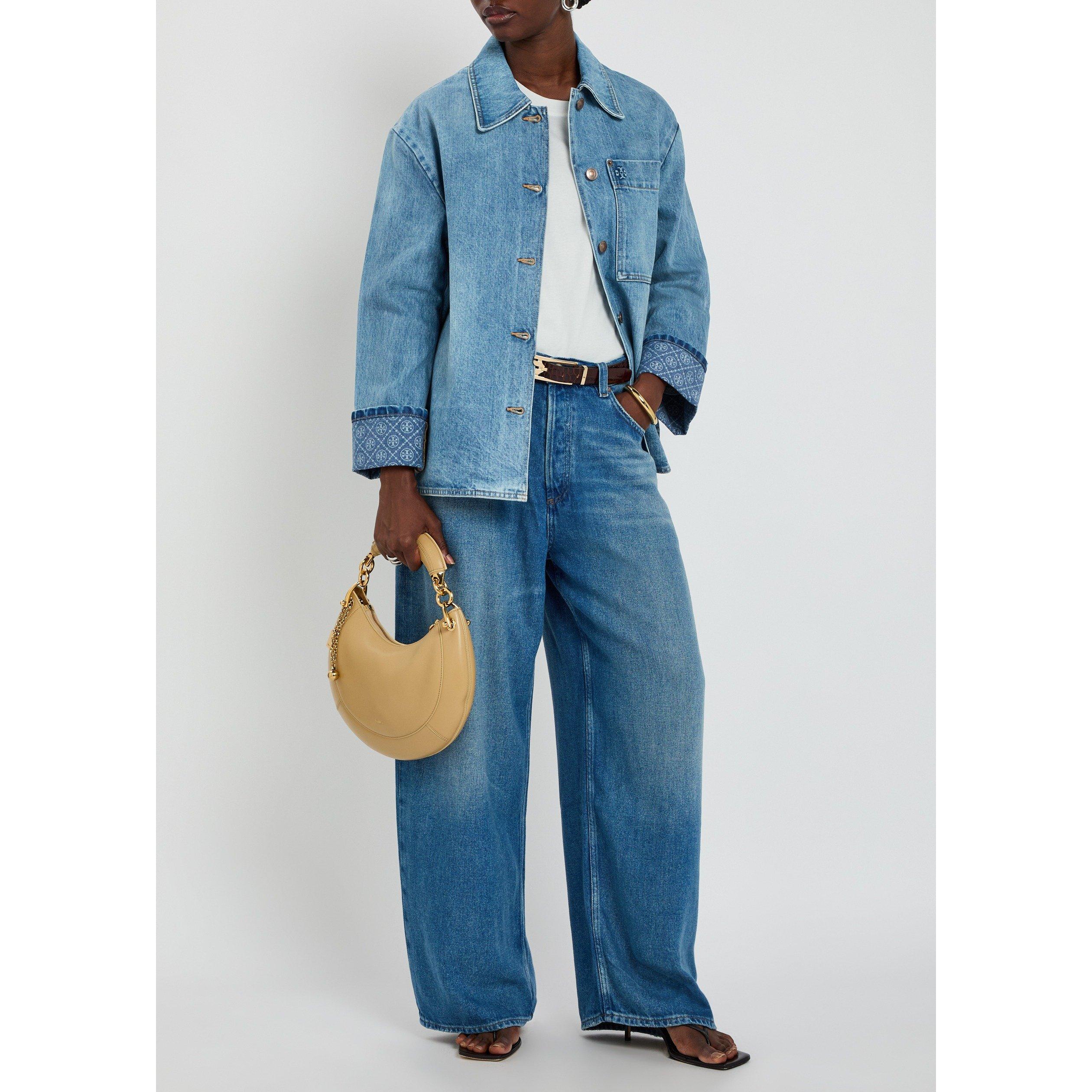 BLUE - Tory Burch - Women's Denim Relaxed-Fit Barn Jacket - 5