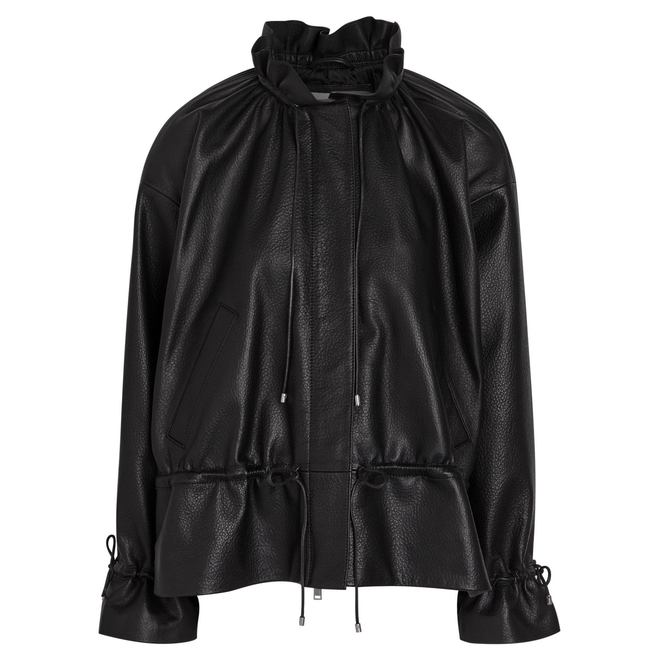 BLACK - Philip Lim - J LEATHER CINCHED PARKA WITH R