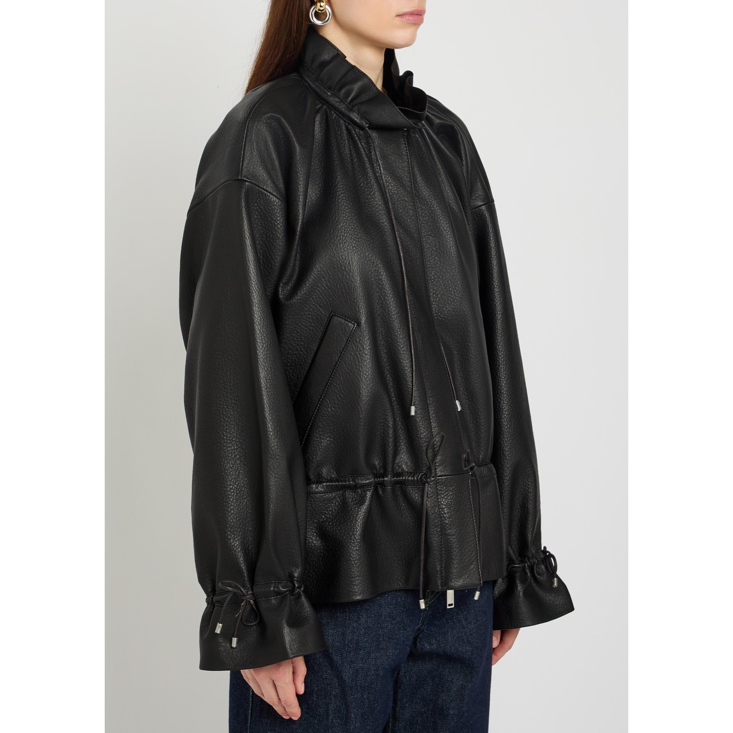 BLACK - Philip Lim - J LEATHER CINCHED PARKA WITH R - 2