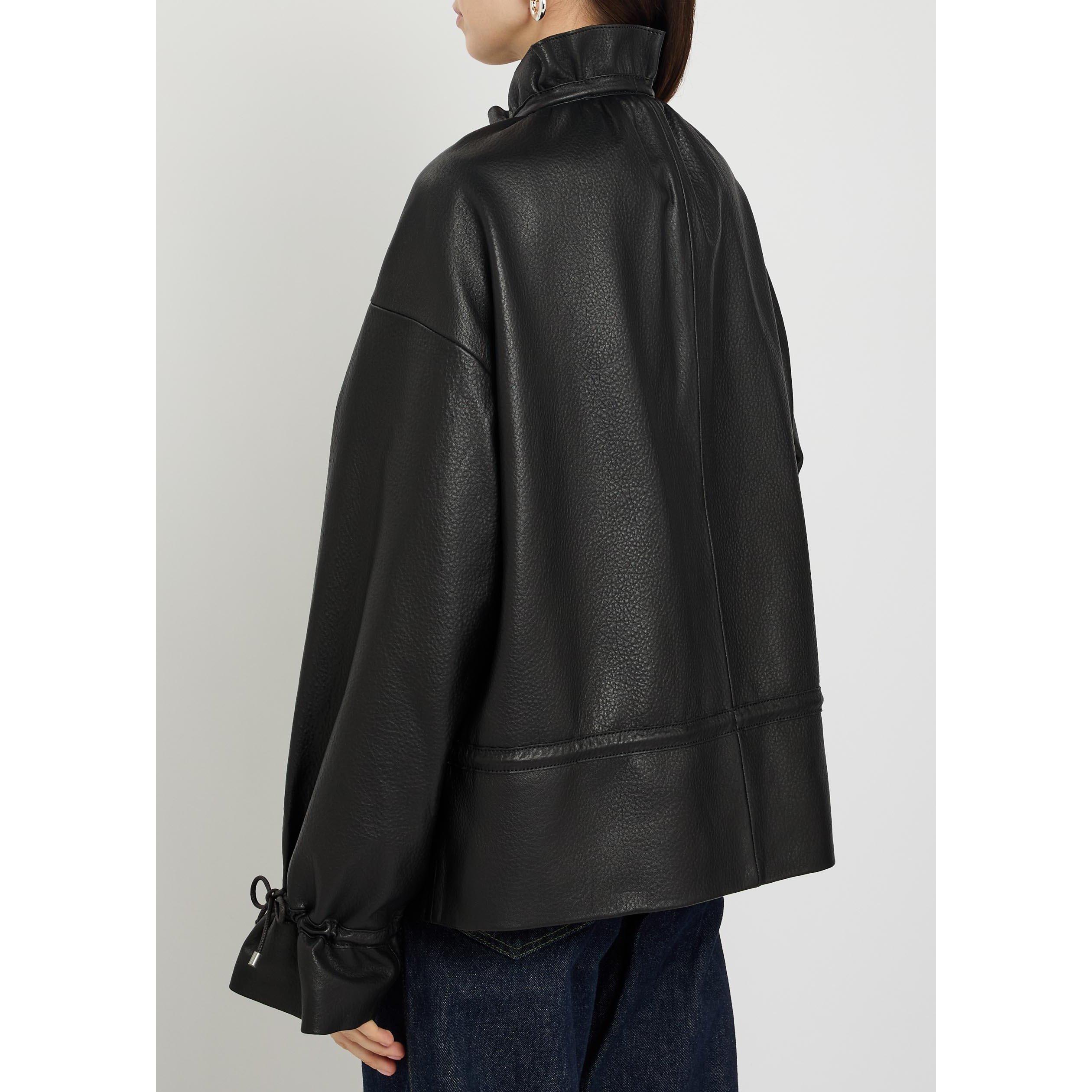 BLACK - Philip Lim - J LEATHER CINCHED PARKA WITH R - 3