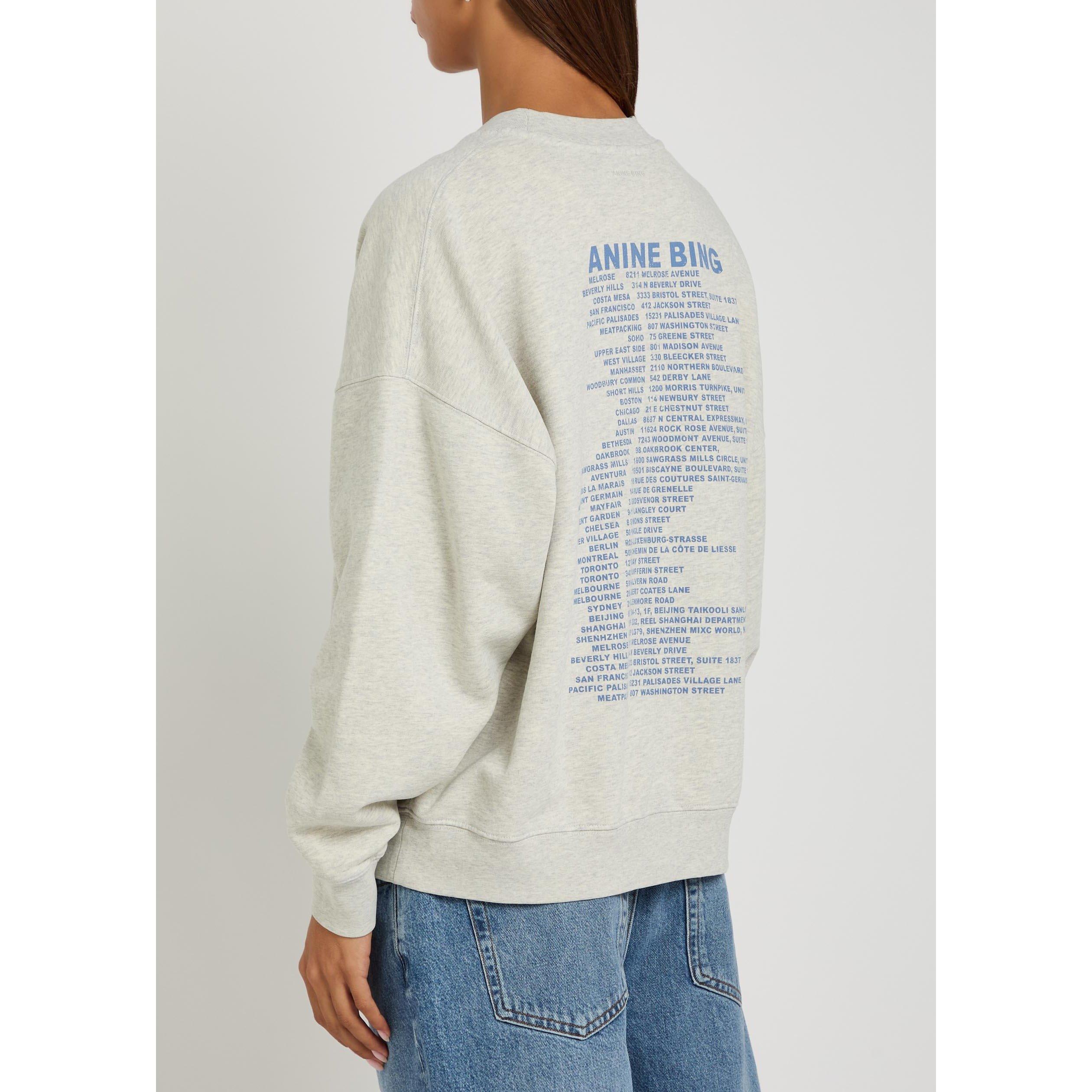GREY - Anine Bing - Women's Miles Sweatshirt Waves Cotton Oversized-Fit - 3