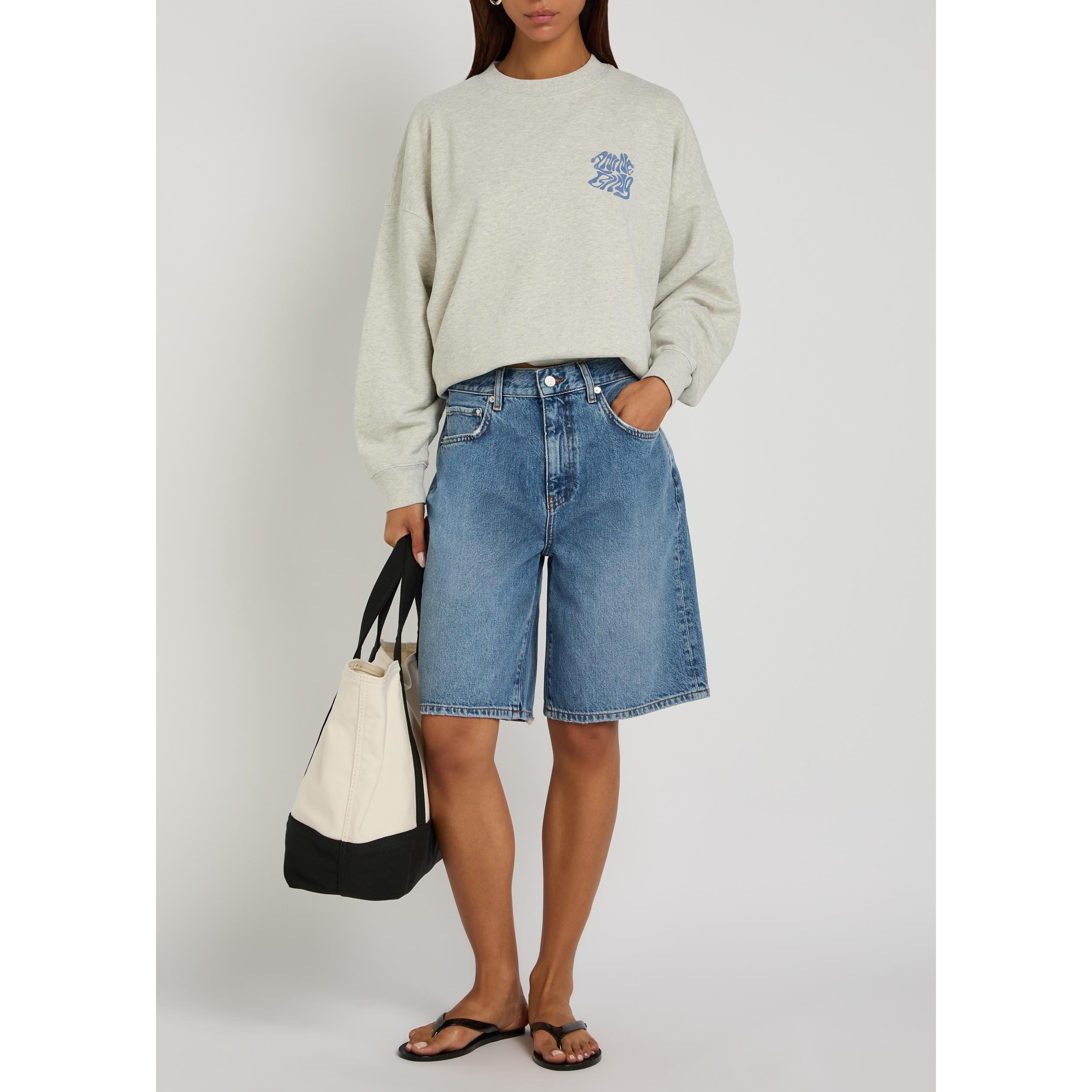 GREY - Anine Bing - Women's Miles Sweatshirt Waves Cotton Oversized-Fit - 5