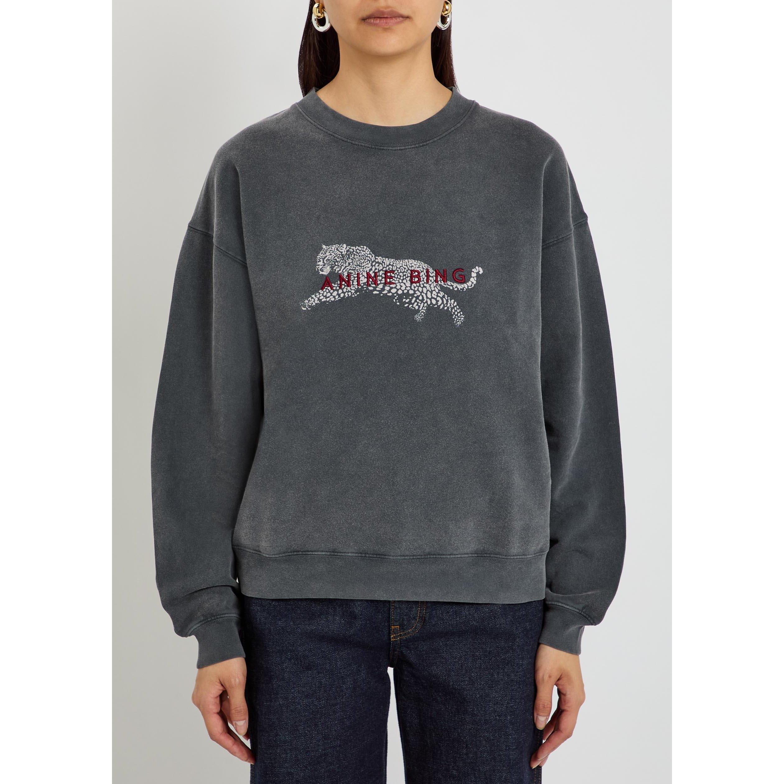 BLACK - Anine Bing - SS SPENCER SWEATSHIRT LEOPARD - 2