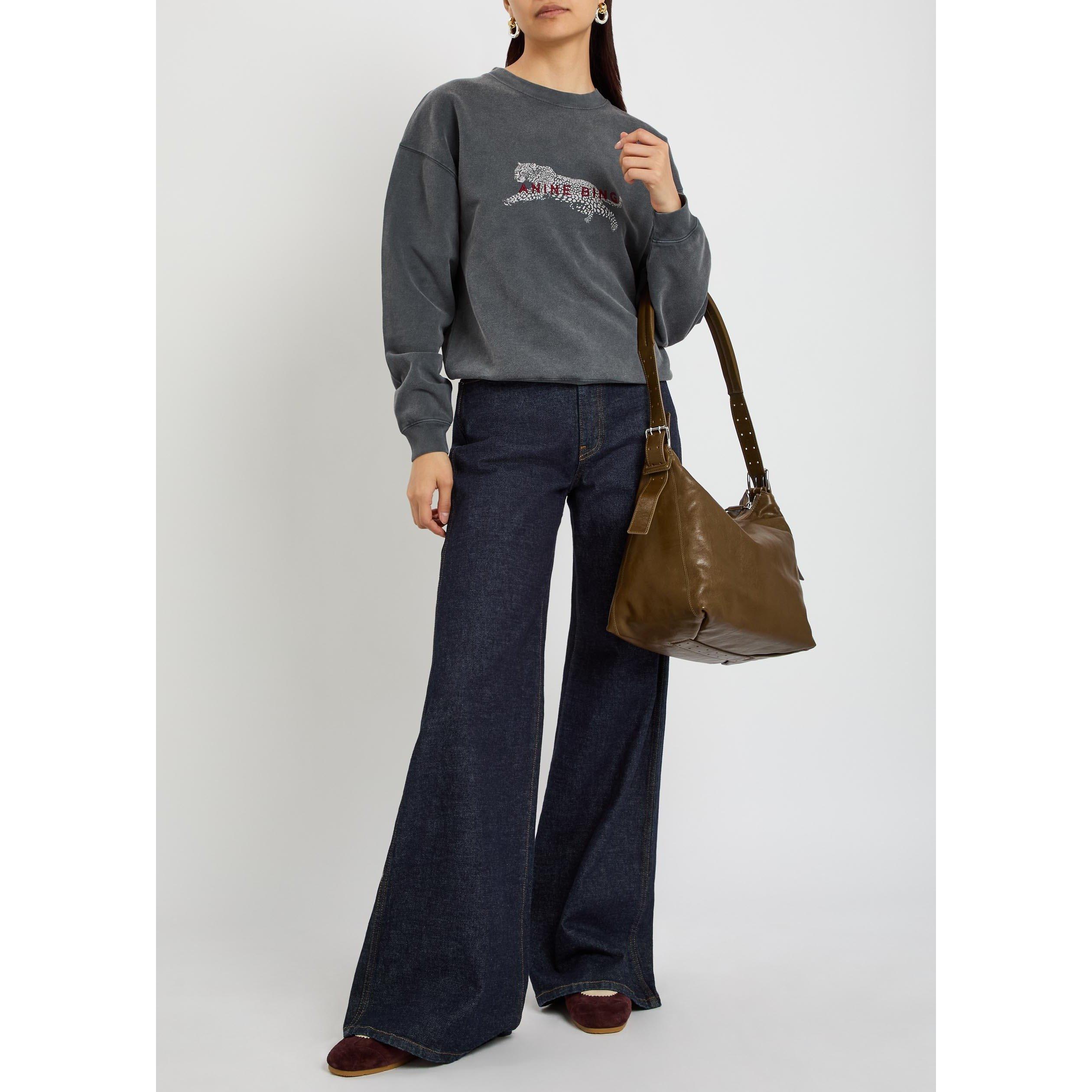 BLACK - Anine Bing - SS SPENCER SWEATSHIRT LEOPARD - 5