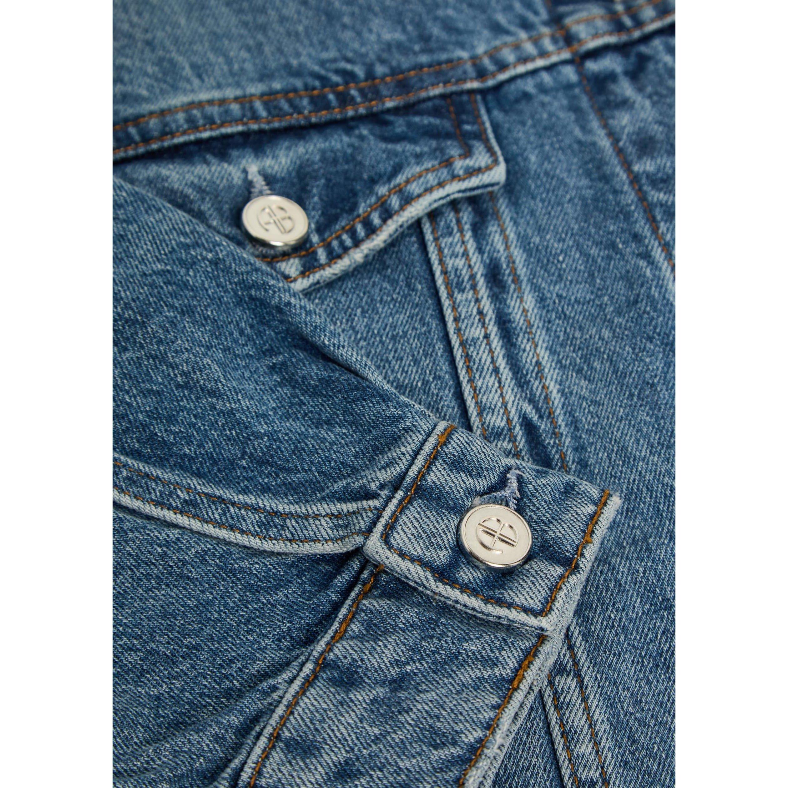 DENIM - Anine Bing - Women's Quincy Cropped Cotton Denim Jacket - 4