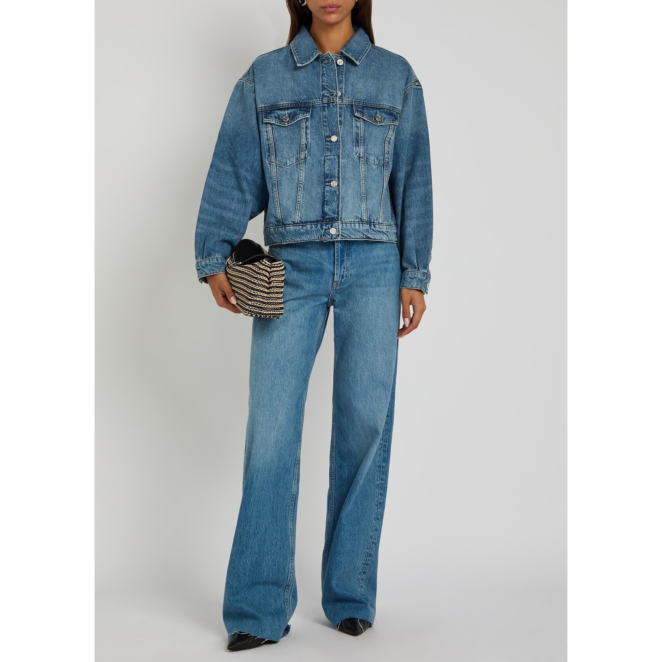 DENIM - Anine Bing - Women's Quincy Cropped Cotton Denim Jacket - 5