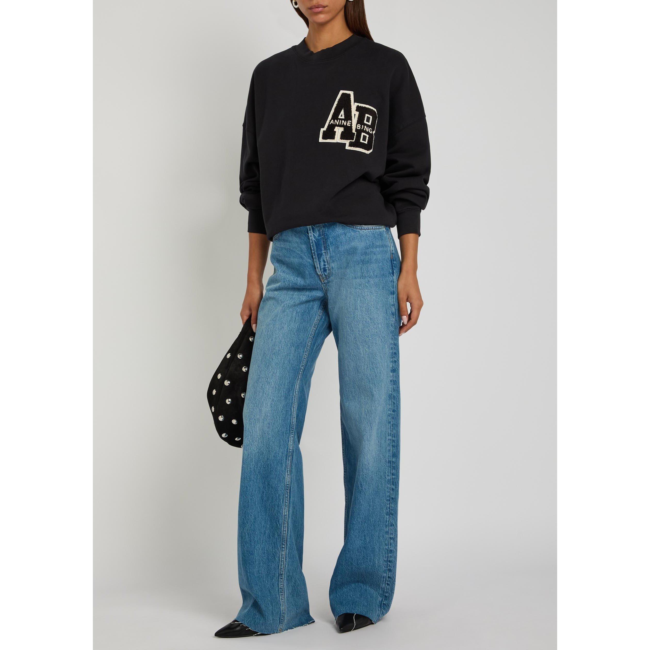 BLACK - Anine Bing - SS MILES OVERSIZED SWEATSHIRT - 5