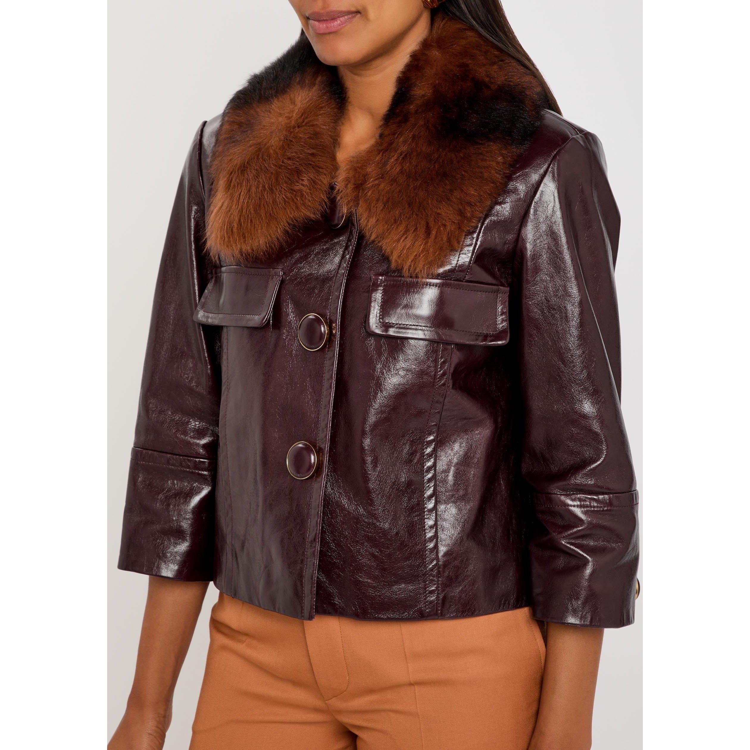 DARK PURPLE - Chloe - Women's Oversized-Fit Leather Jacket - 4