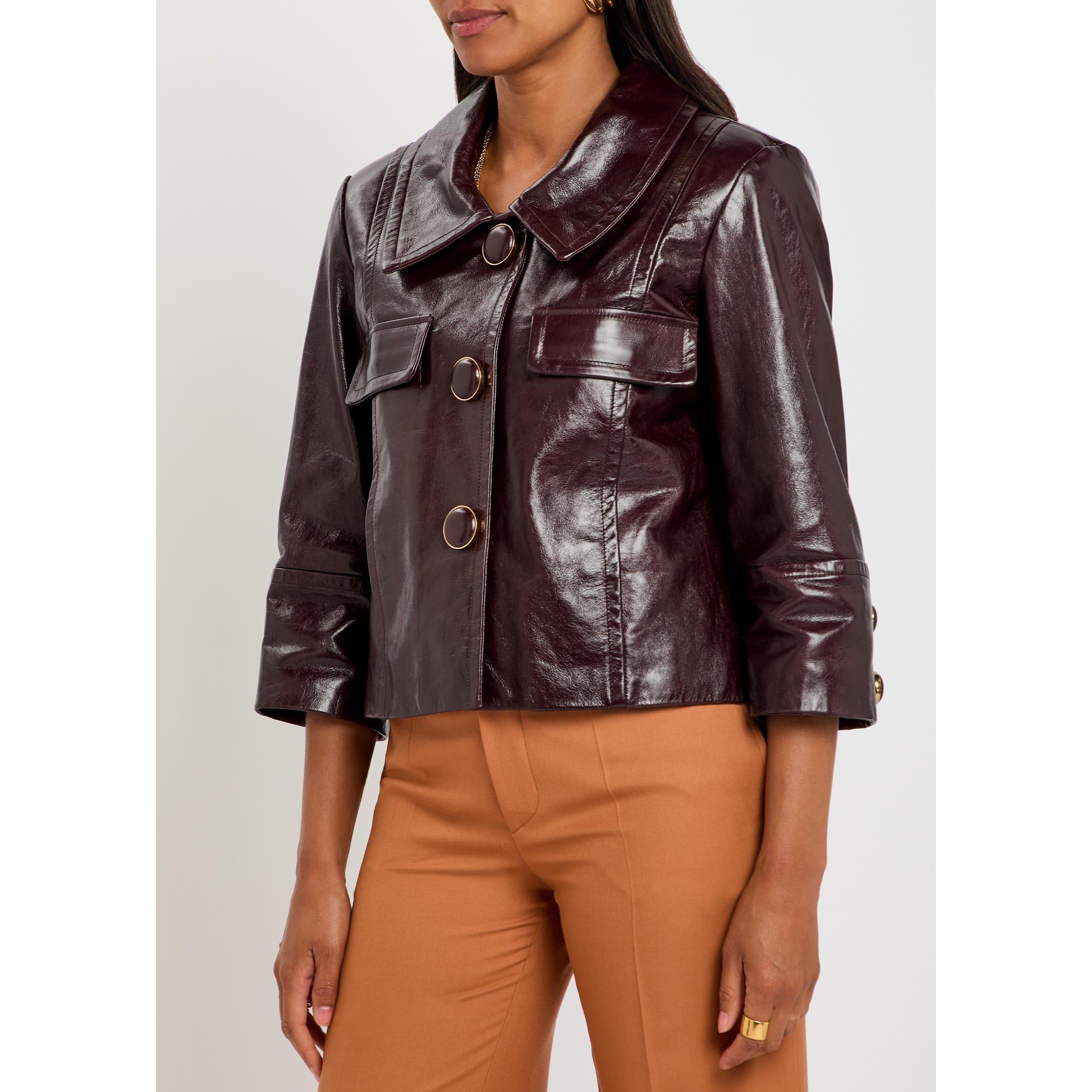 DARK PURPLE - Chloe - Women's Oversized-Fit Leather Jacket - 5