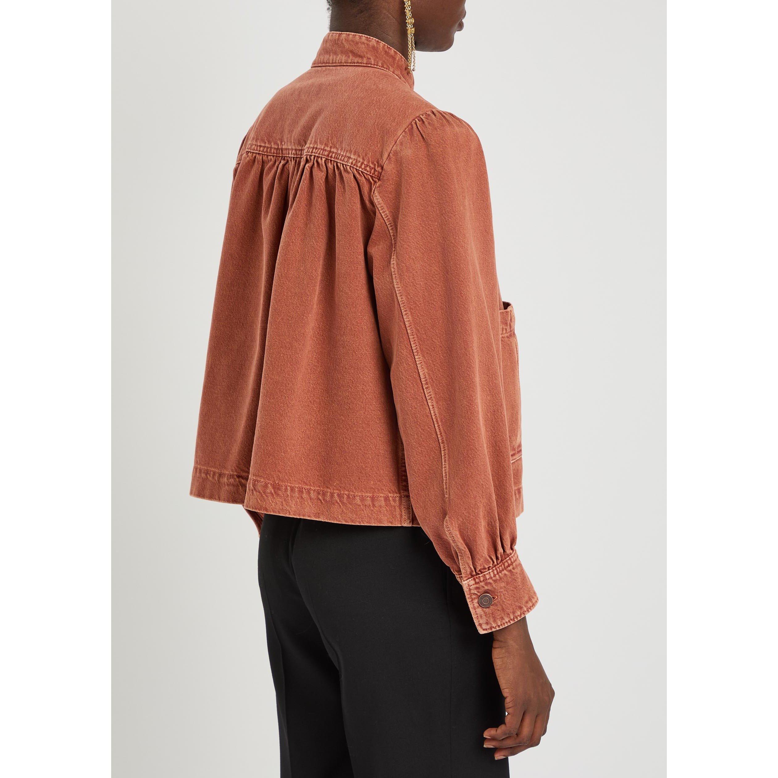 BROWN - Chloe - Women's Cotton Denim Jacket - 3