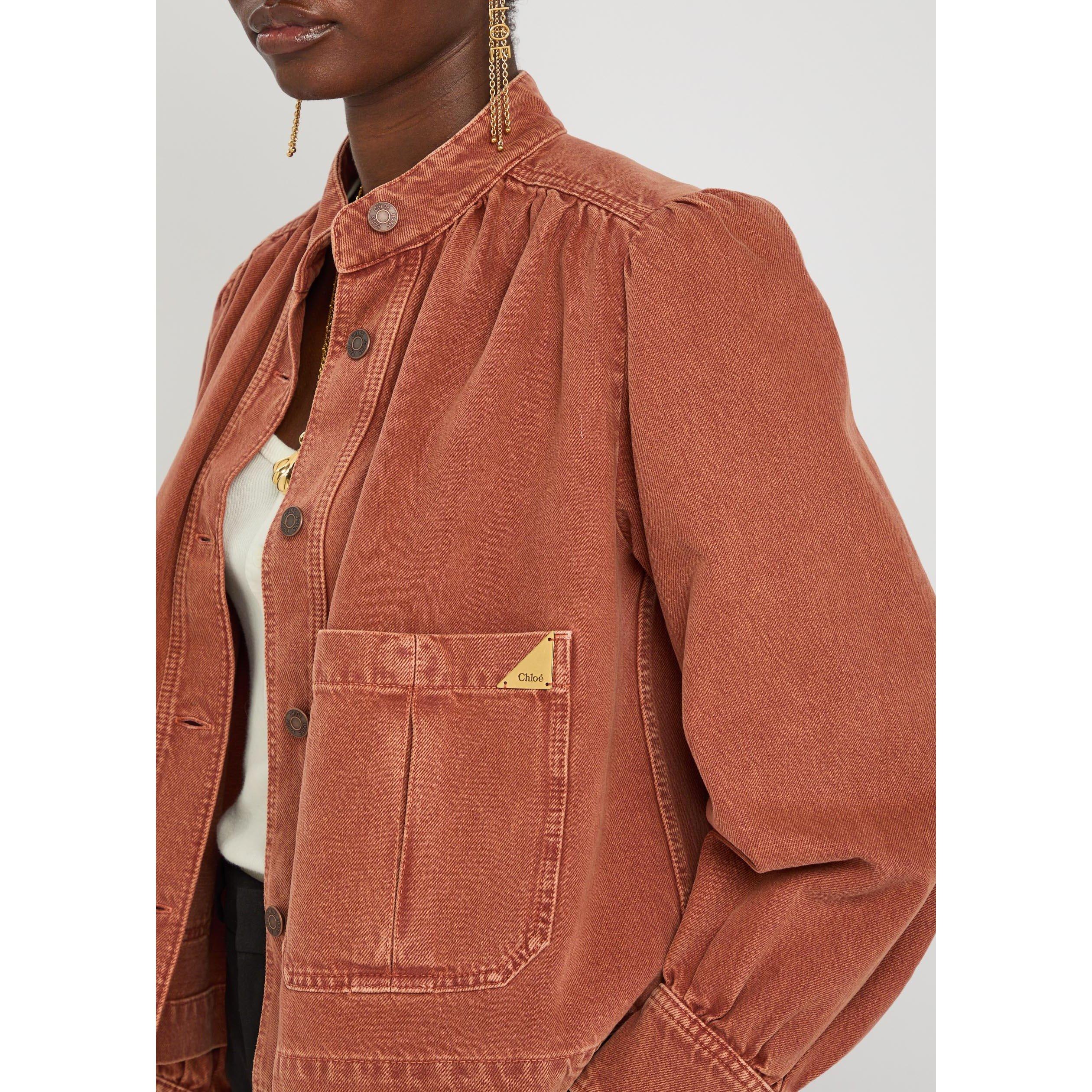 BROWN - Chloe - Women's Cotton Denim Jacket - 4