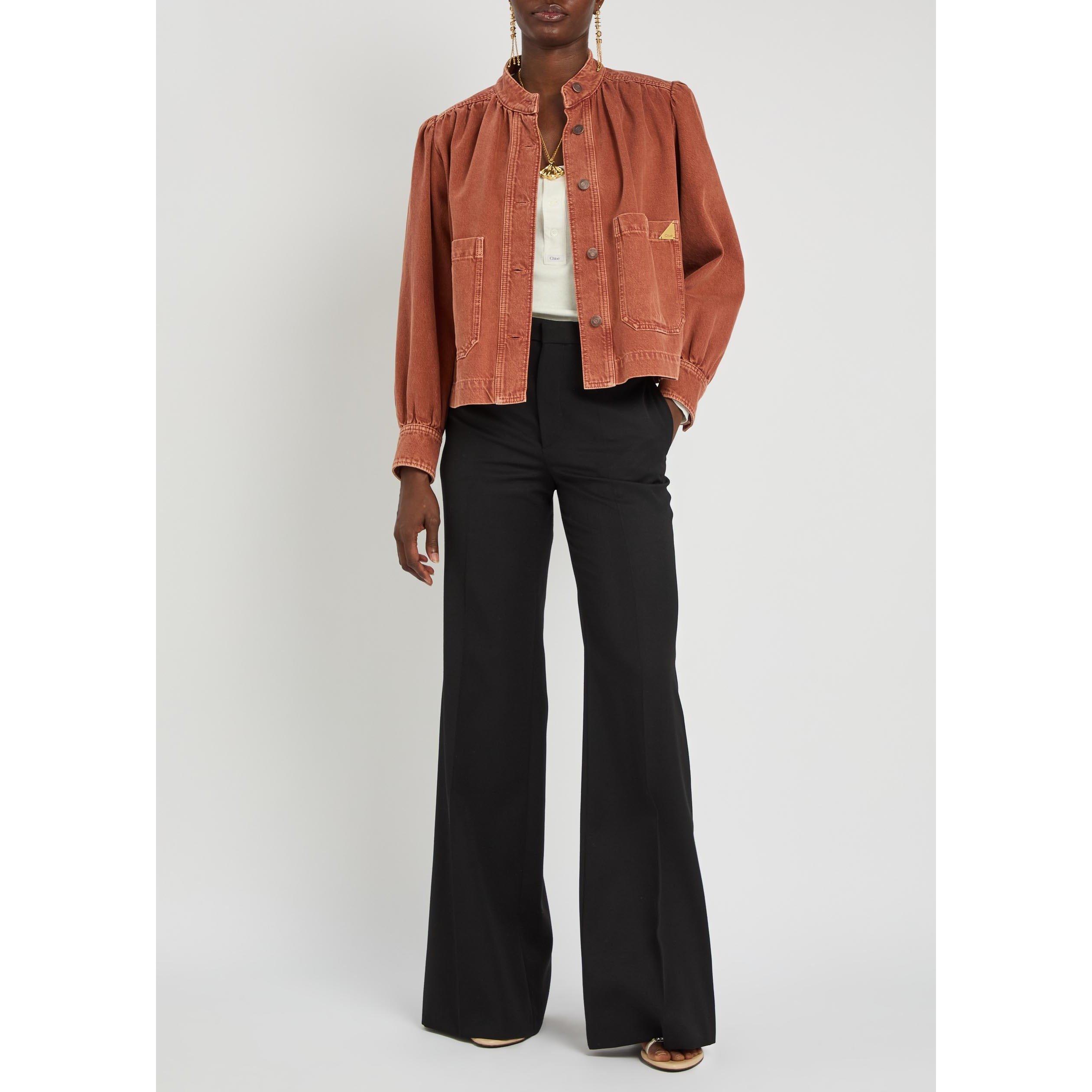 BROWN - Chloe - Women's Cotton Denim Jacket - 5
