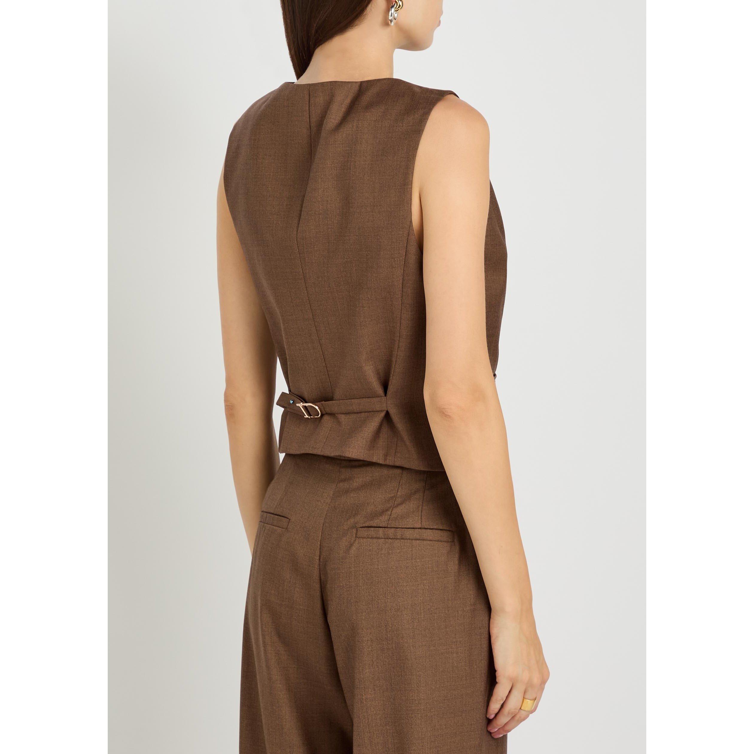BROWN - Gabriela Hearst - Women's Coleridge Wool Waistcoat - 3