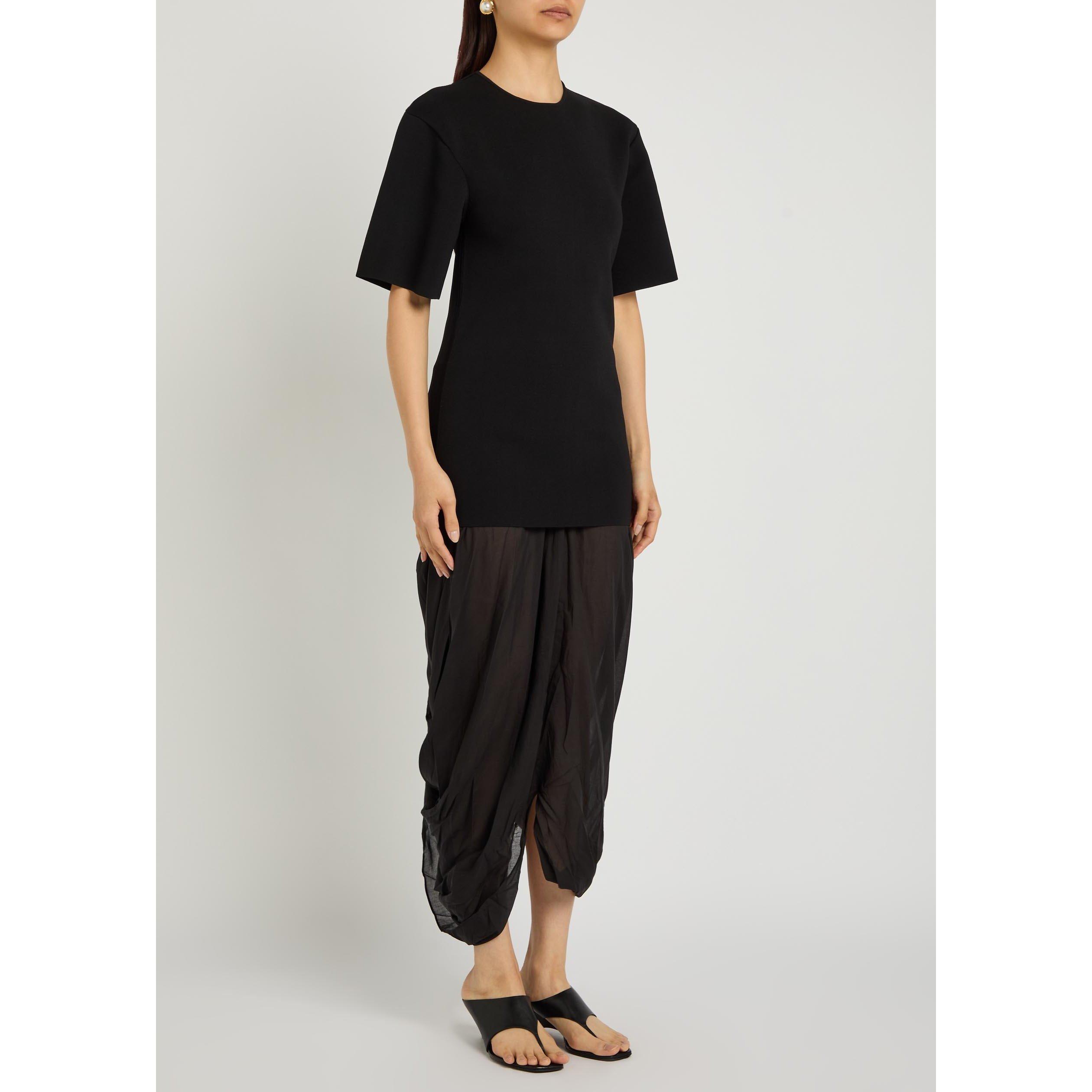 BLACK - Toteme - Women's Cocoon Tie Short-Sleeve Jumper Dress - 2