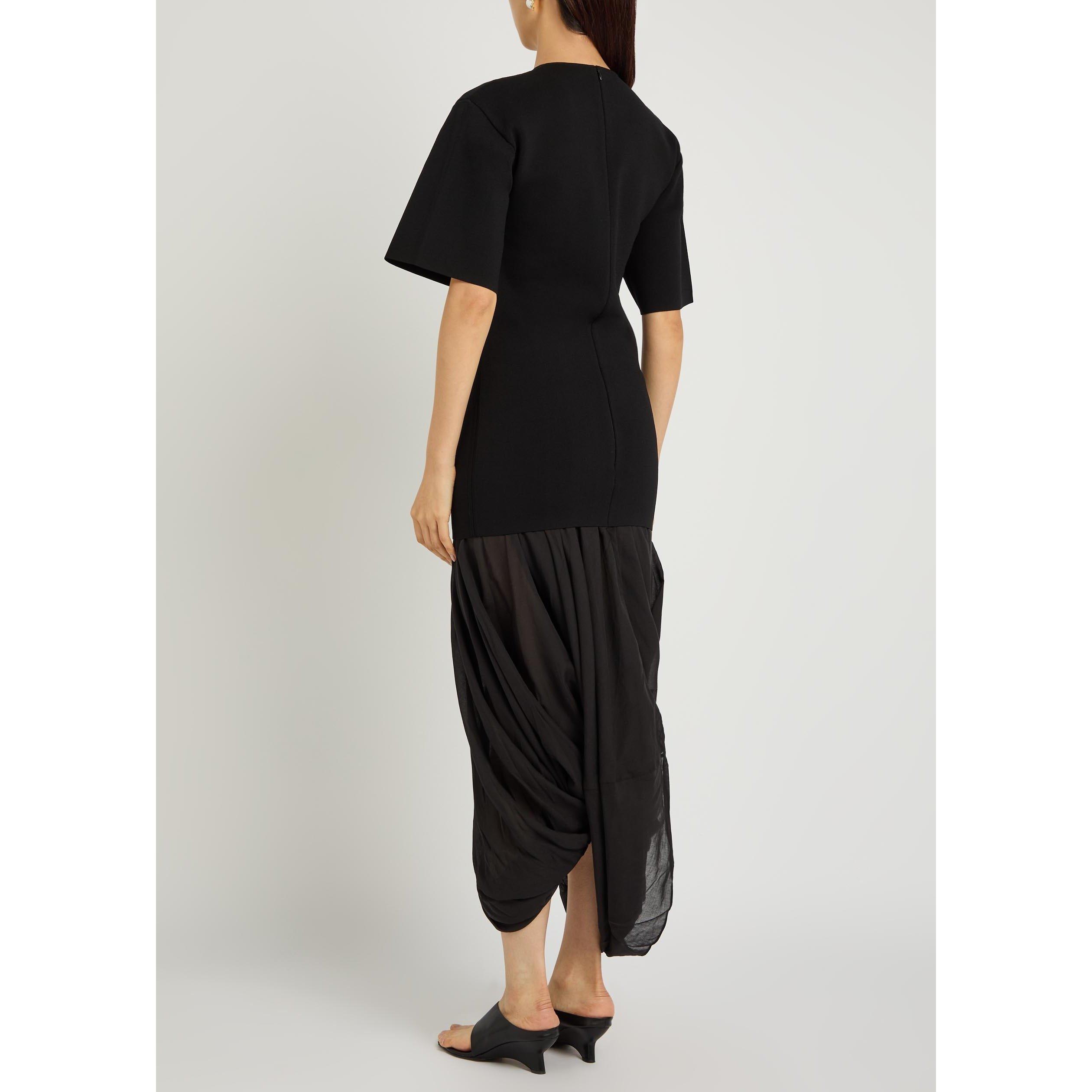 BLACK - Toteme - Women's Cocoon Tie Short-Sleeve Jumper Dress - 3