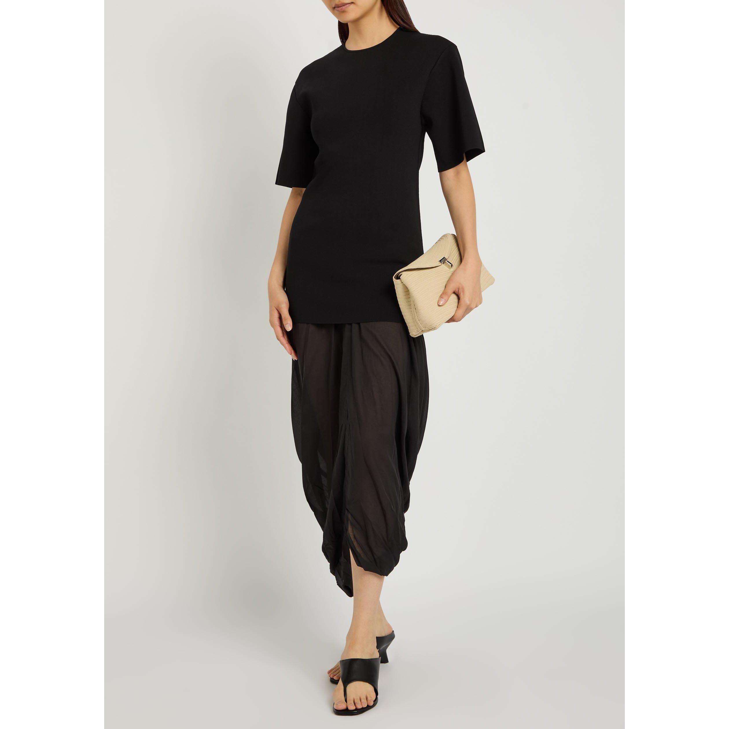 BLACK - Toteme - Women's Cocoon Tie Short-Sleeve Jumper Dress - 5