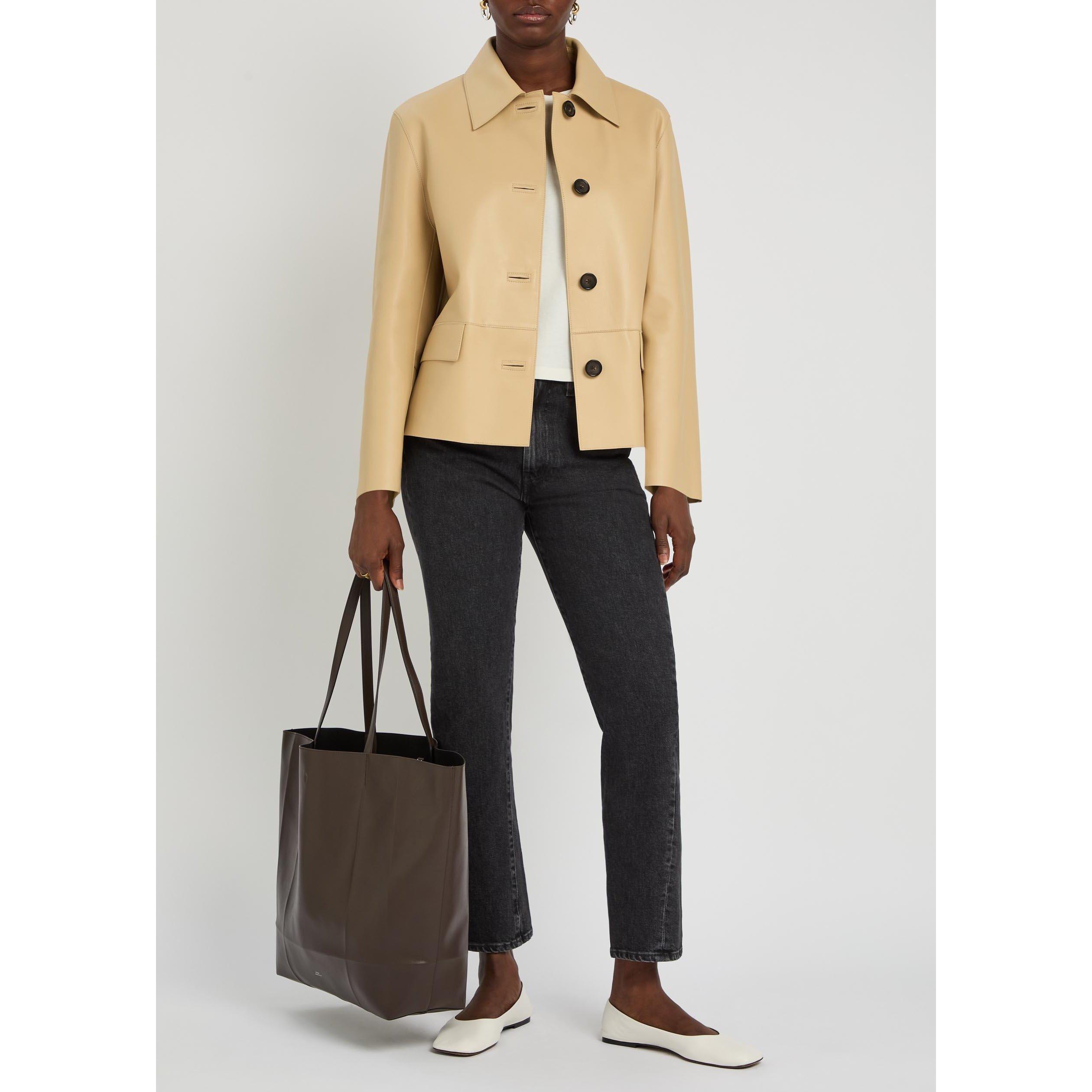 BEIGE - Toteme - Women's Bonded Leather Jacket - 5