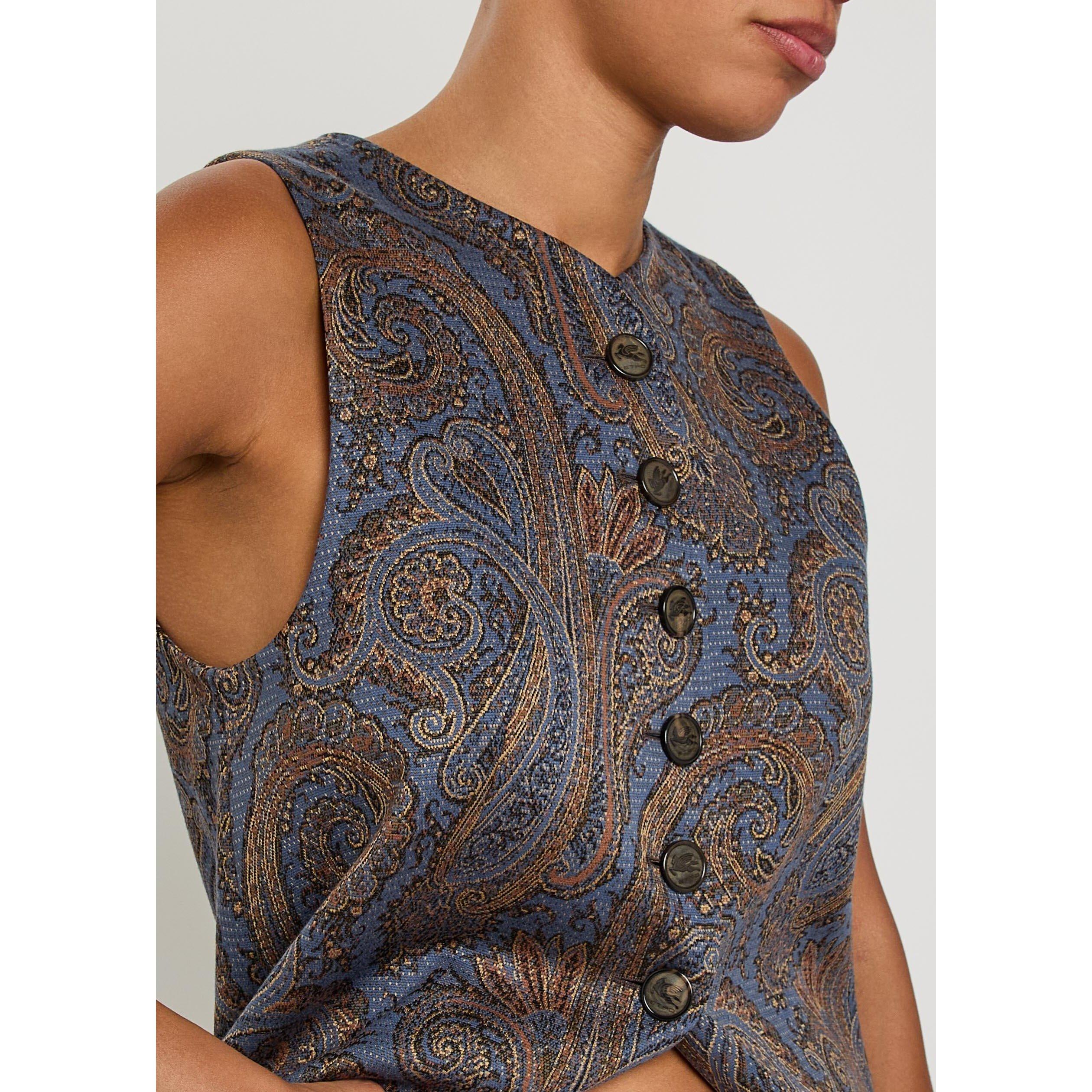 MULTICOLOURED - Etro - Women's A-Line Paisley Cotton Waistcoat - 4