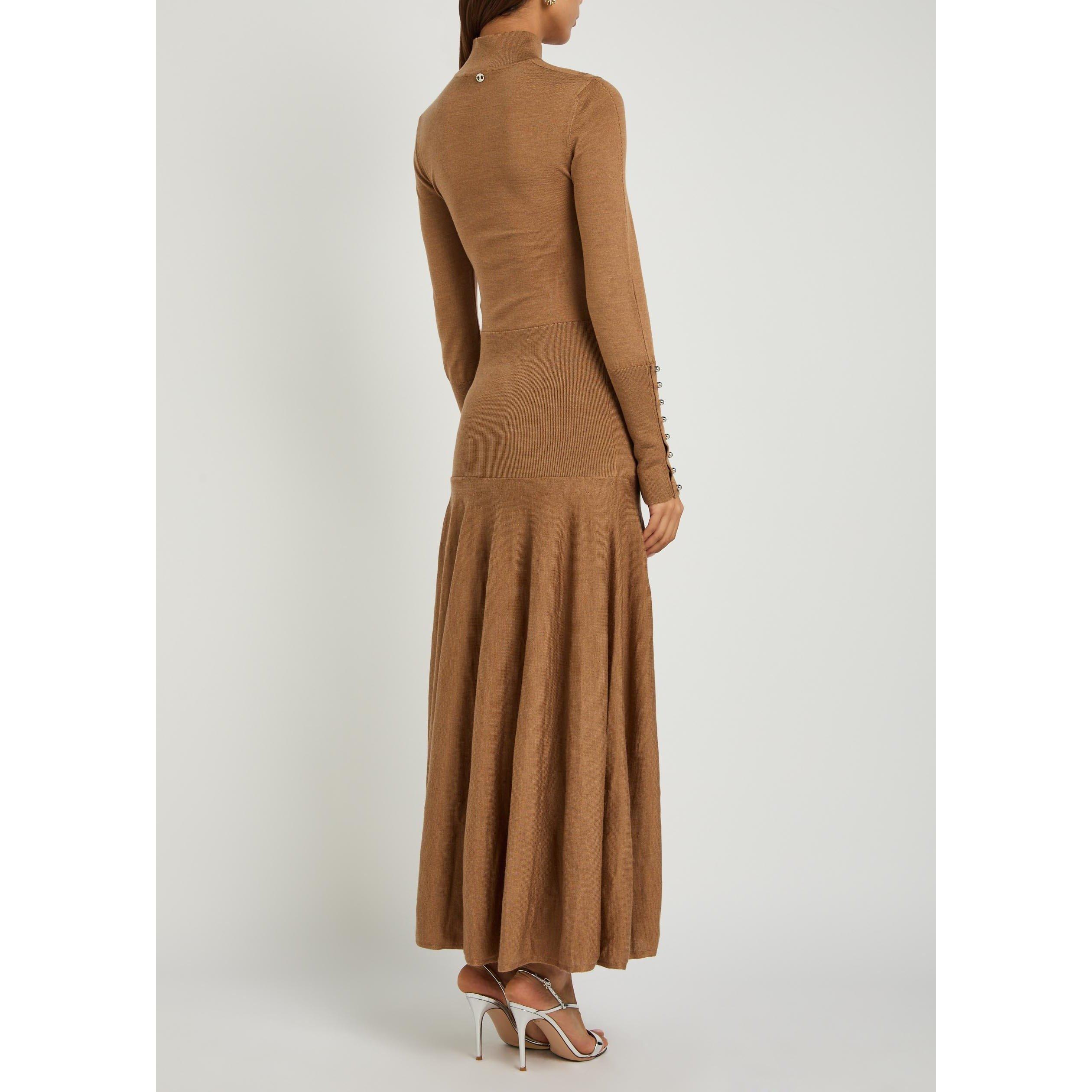 CAMEL - Rabanne - Women's Merino Wool Roll-Neck Knitted Dress - 3
