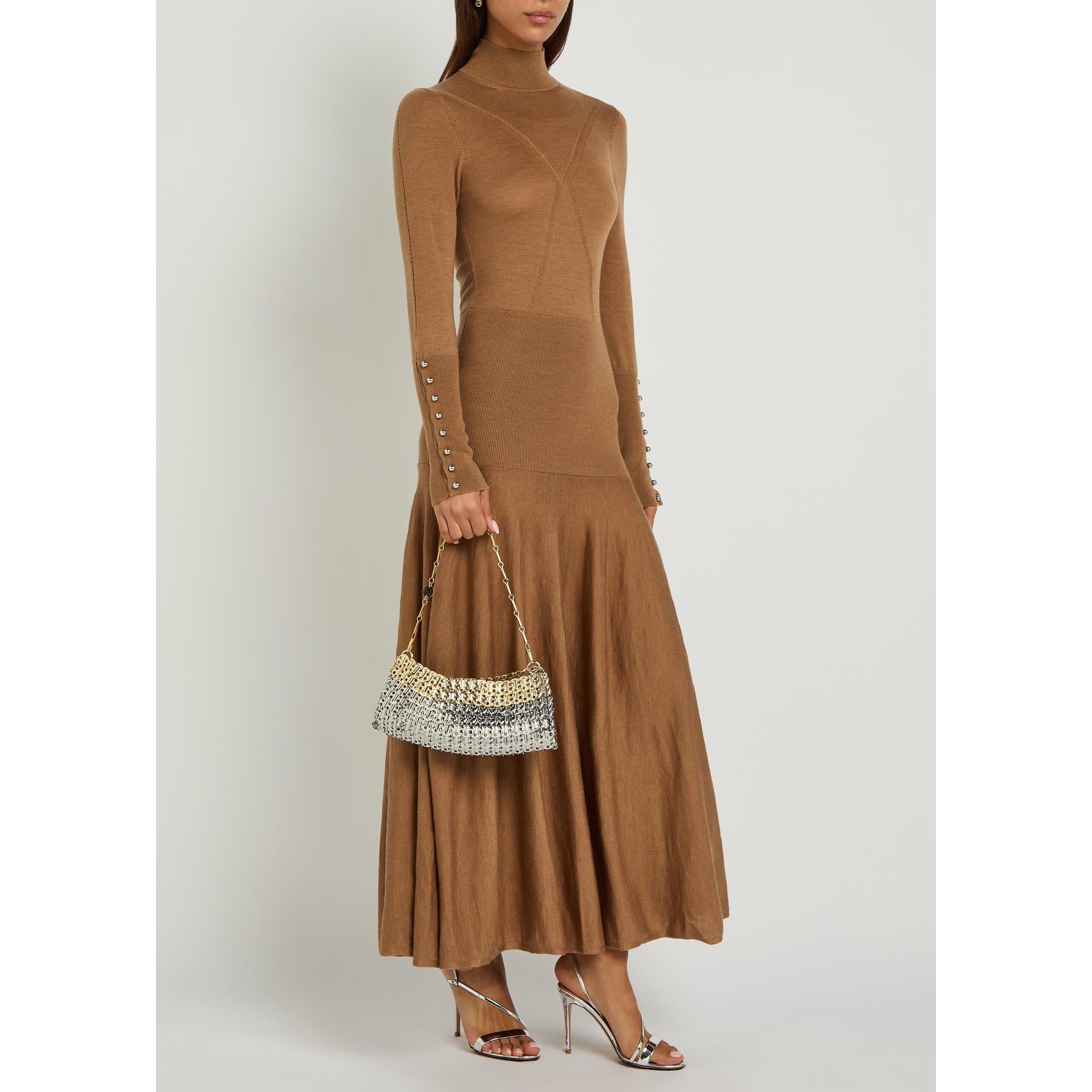 CAMEL - Rabanne - Women's Merino Wool Roll-Neck Knitted Dress - 5