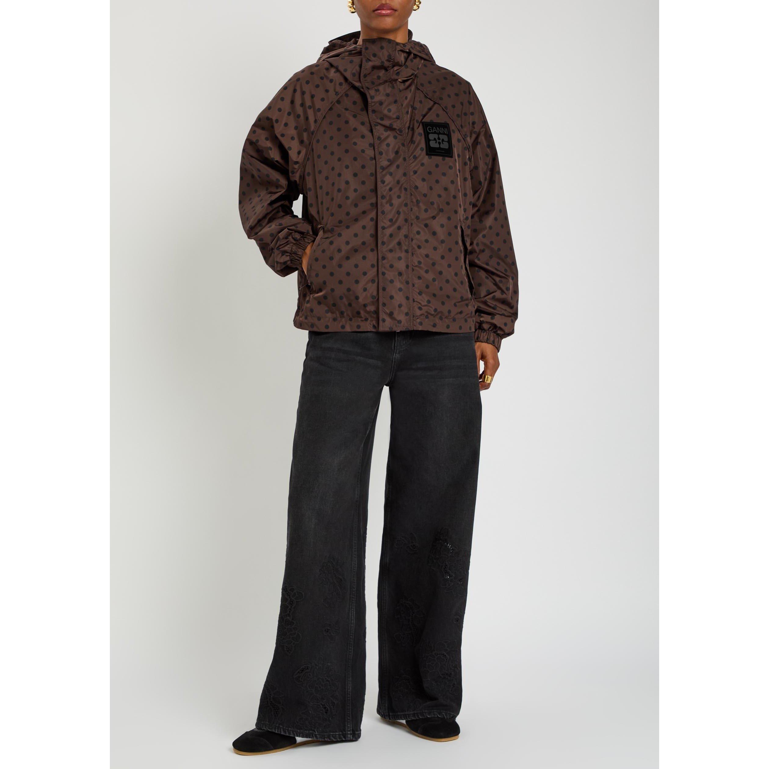 BROWN - Ganni - JKT Printed Flyweight Jacket - 5