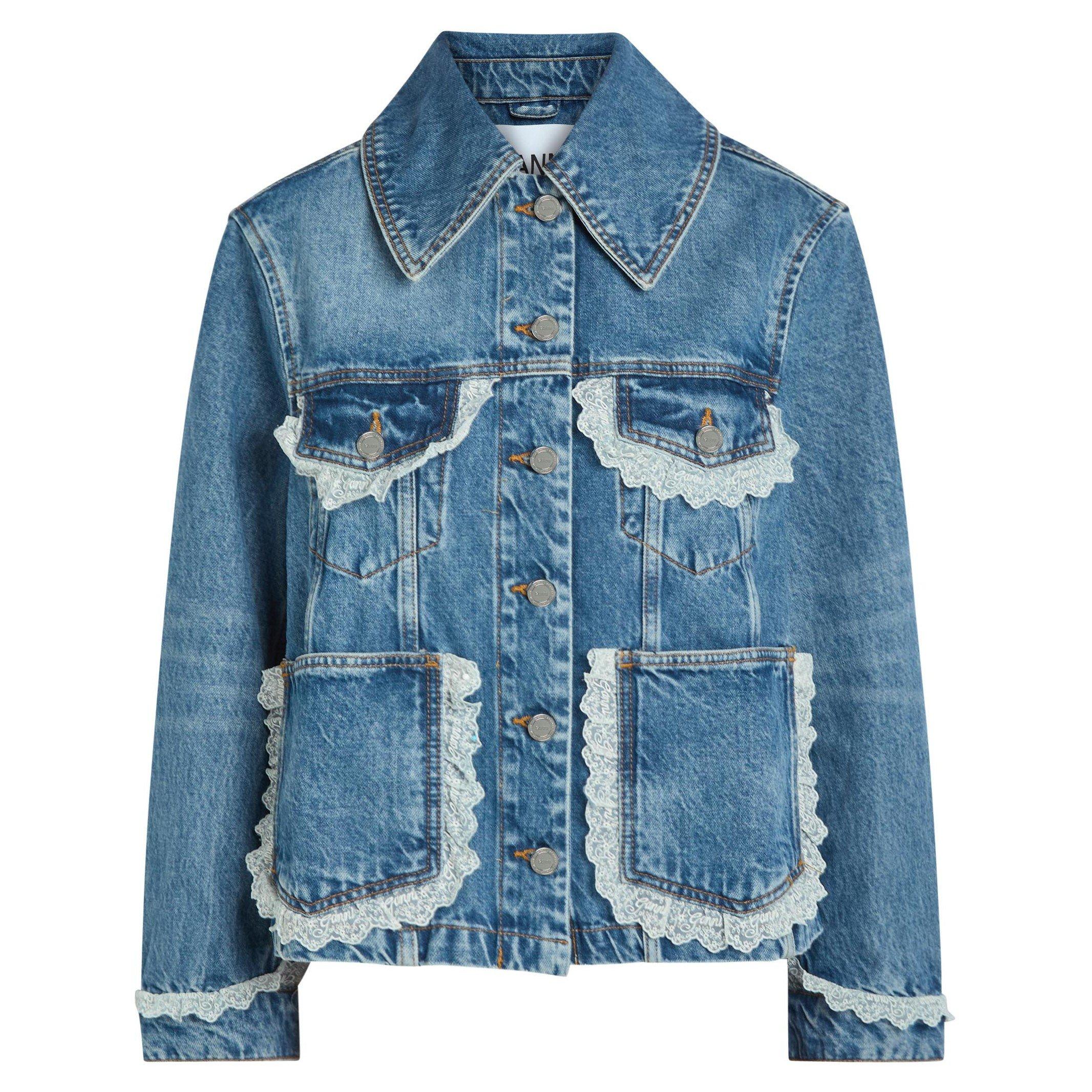 DARK BLUE - Ganni - JKT Rigid Denim Lace Jacket - 1