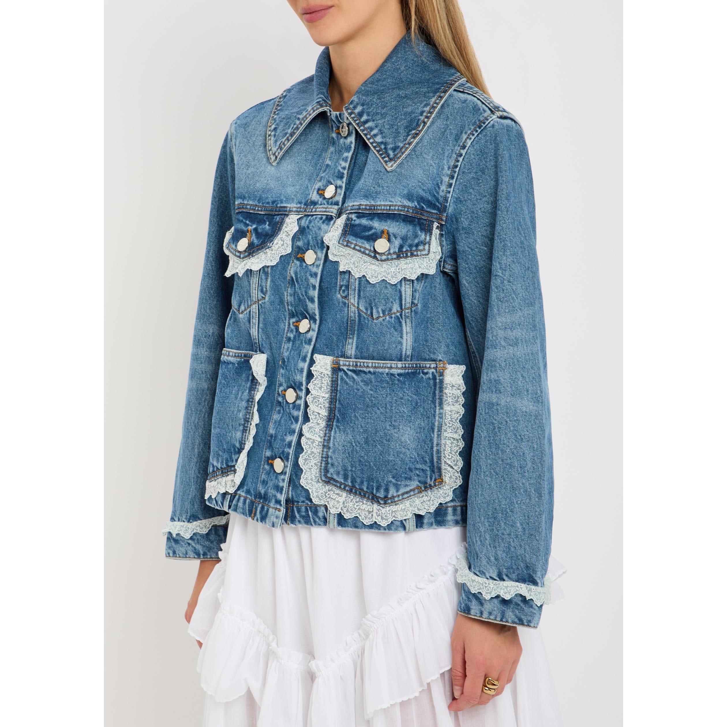 DARK BLUE - Ganni - JKT Rigid Denim Lace Jacket - 2