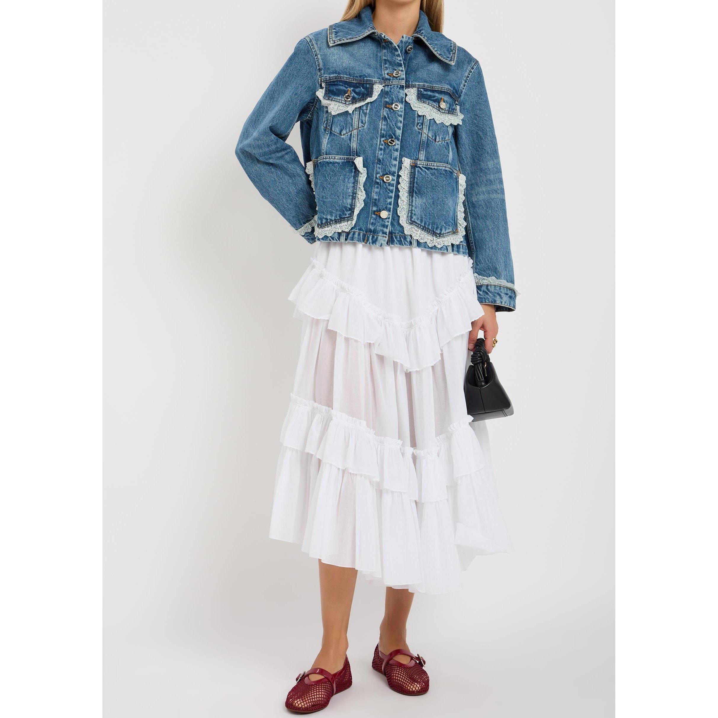 DARK BLUE - Ganni - JKT Rigid Denim Lace Jacket - 5