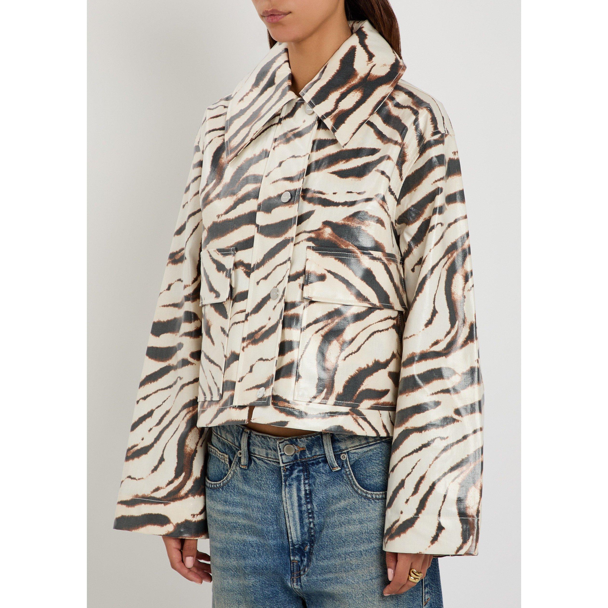 WHITE AND OTHER - Ganni - Women's Printed Hemp Oversized-Fit Barn Jacket - 2