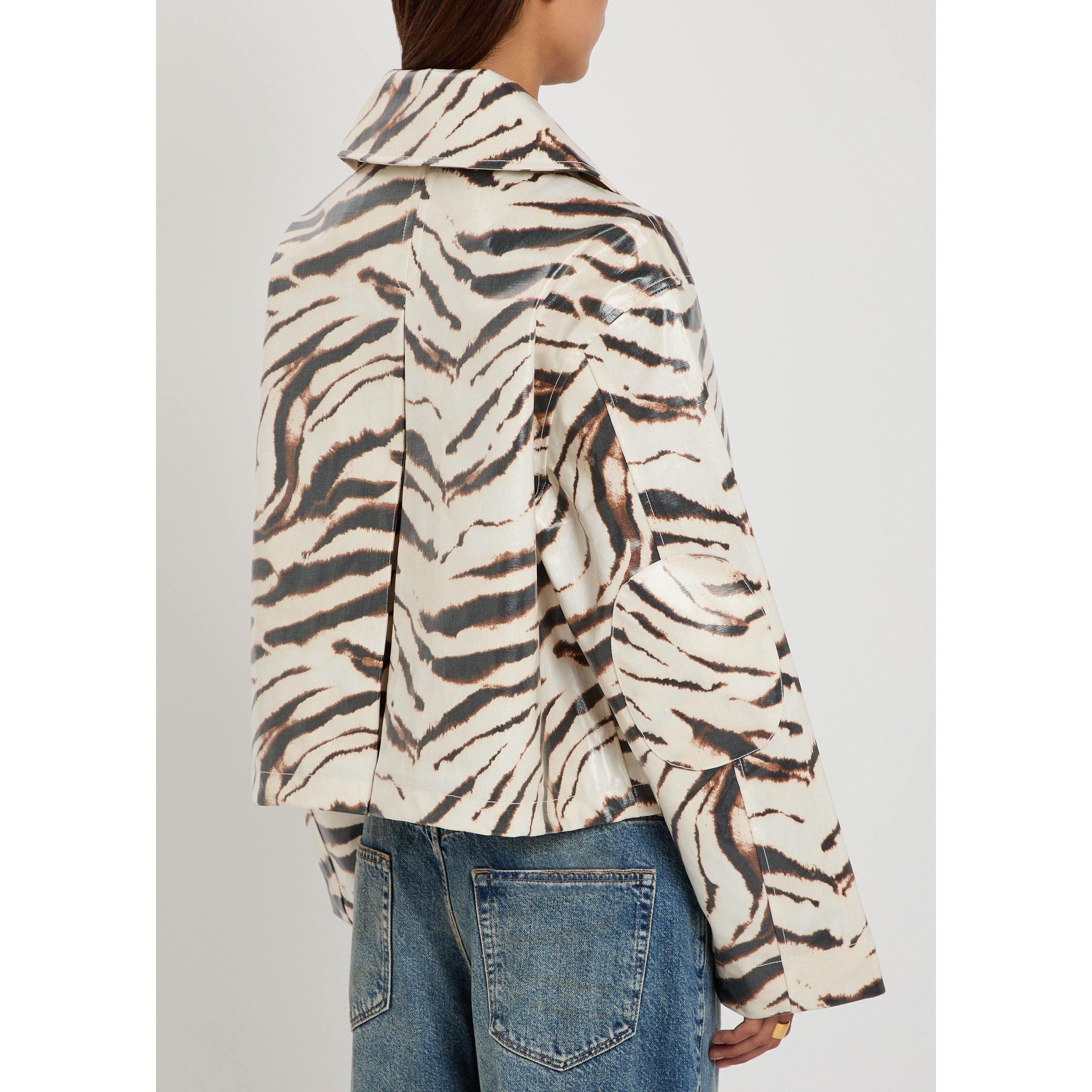 WHITE AND OTHER - Ganni - Women's Printed Hemp Oversized-Fit Barn Jacket - 3