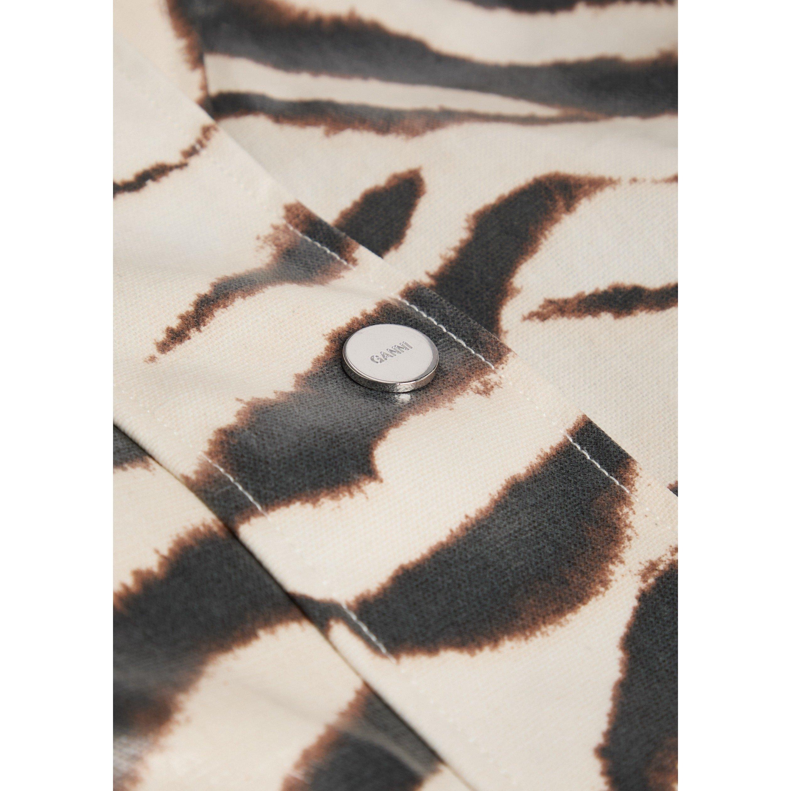 WHITE AND OTHER - Ganni - Women's Printed Hemp Oversized-Fit Barn Jacket - 4
