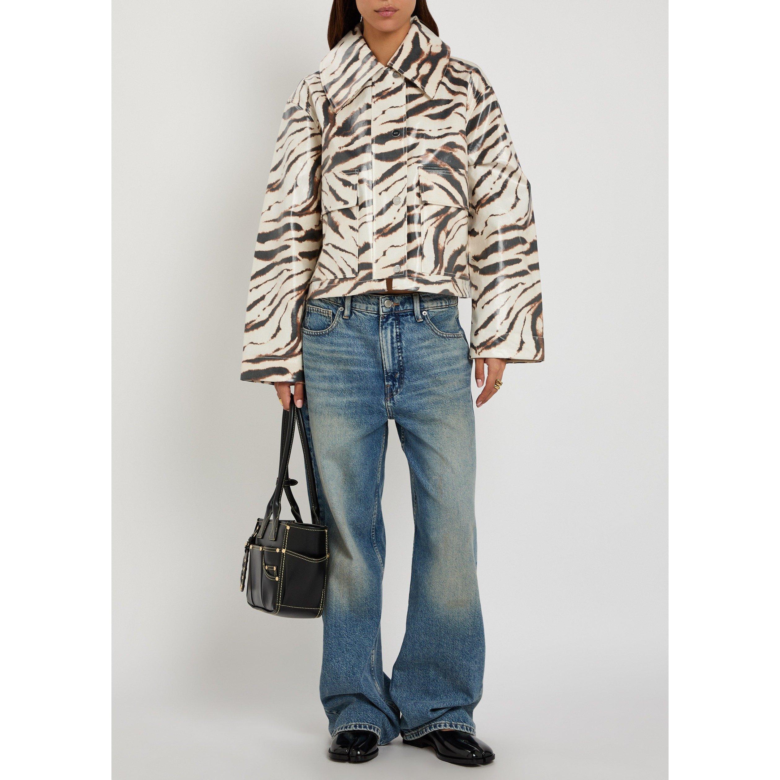 WHITE AND OTHER - Ganni - Women's Printed Hemp Oversized-Fit Barn Jacket - 5
