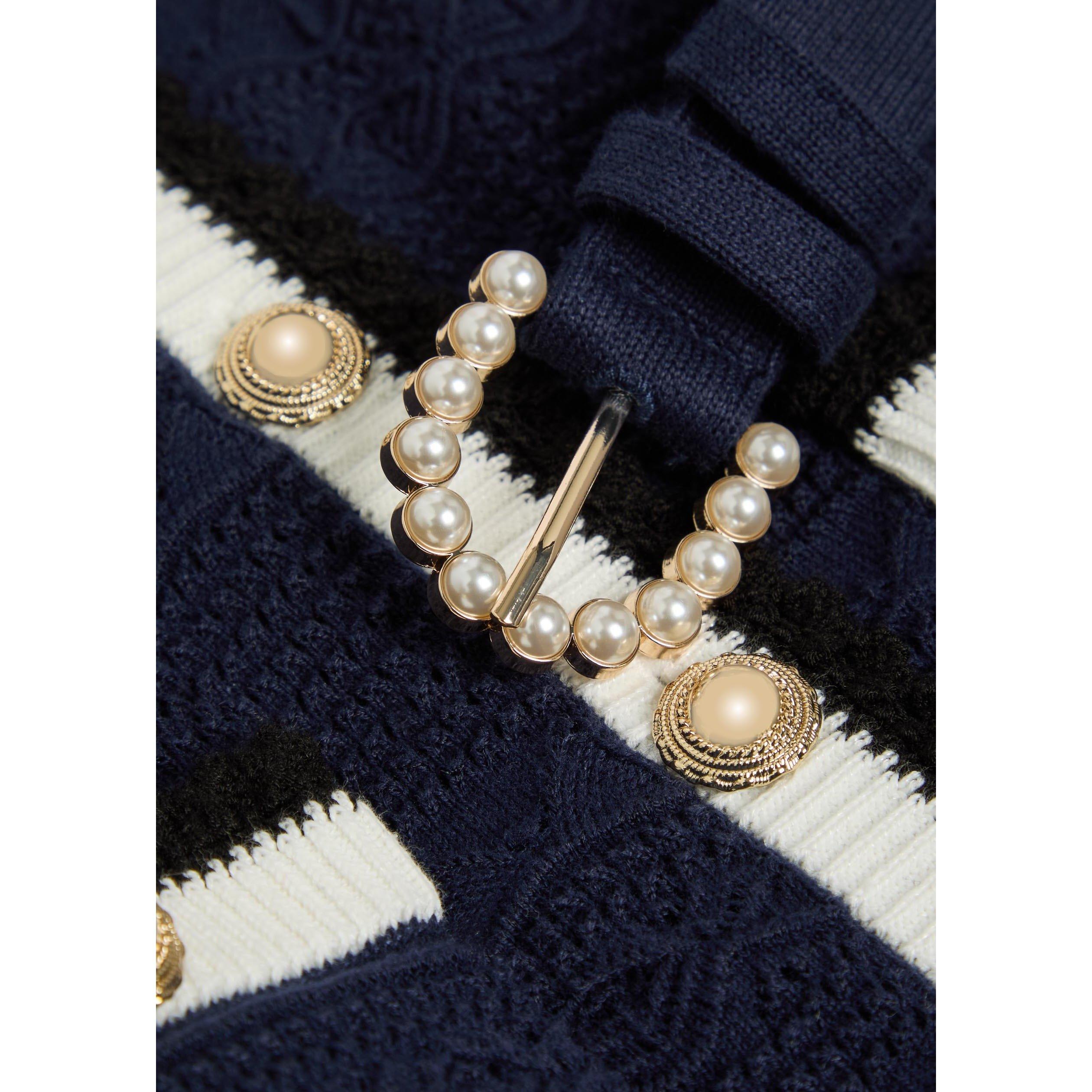 NAVY - Self Portrait - LD POINTELLE KNIT MIDI DRESS - 4