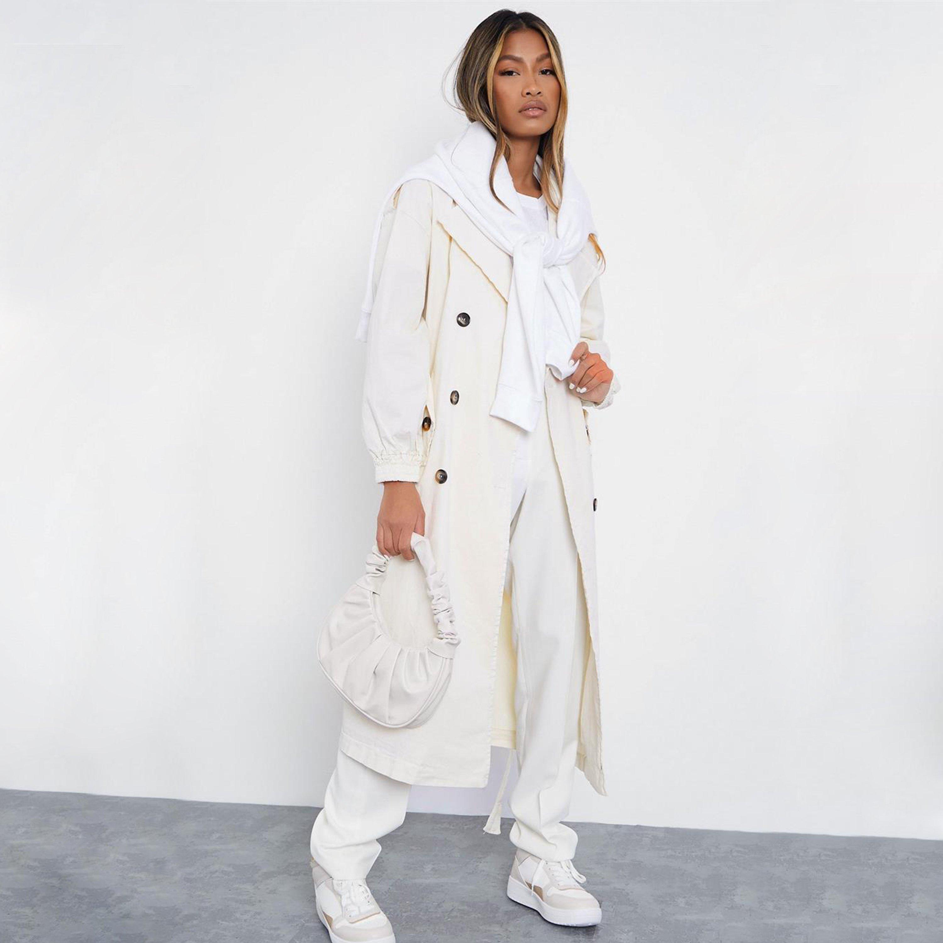 Blanco - I Saw It First - ISAWITFIRST Maxi Trench Coat With Self Tie Belt - 2