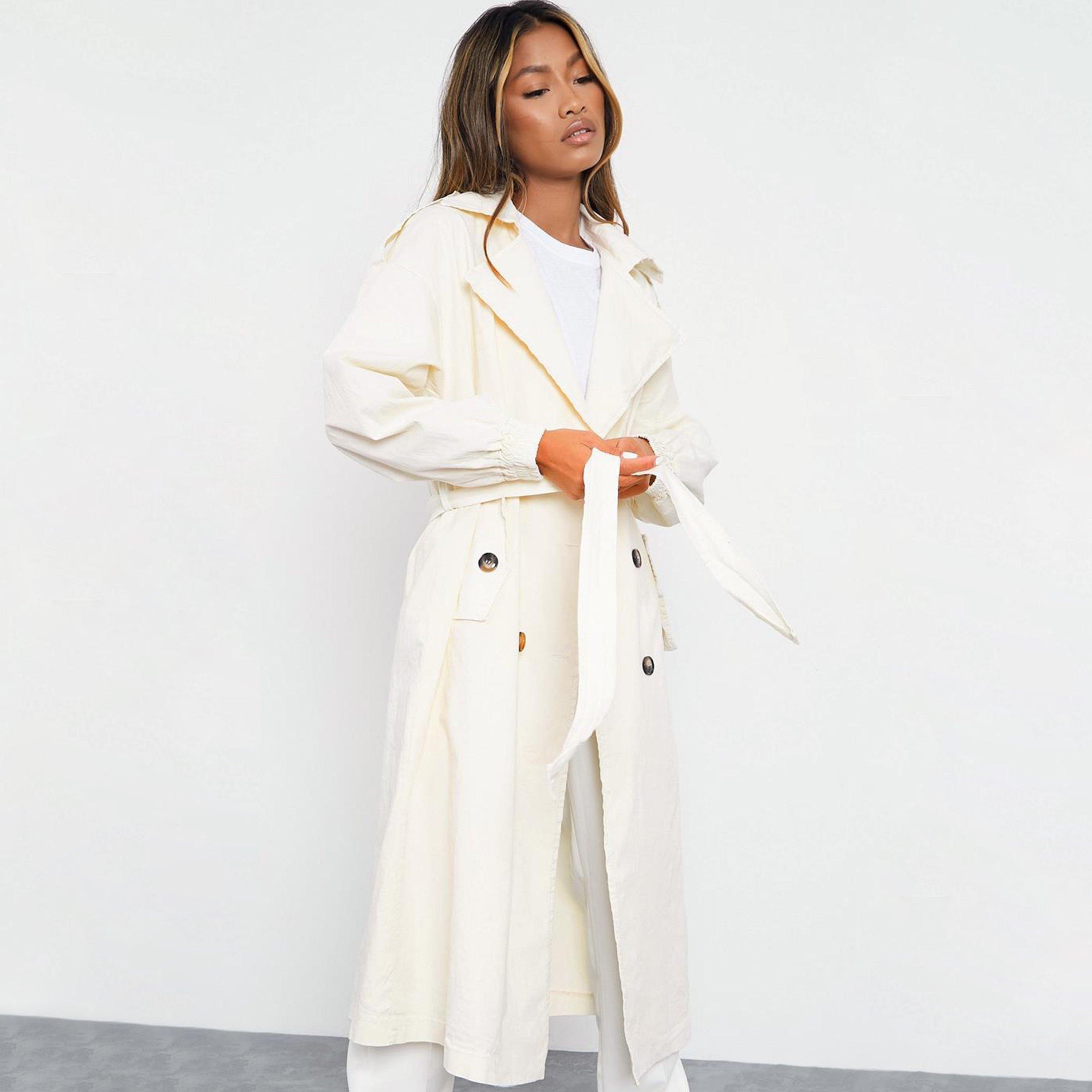 Blanco - I Saw It First - ISAWITFIRST Maxi Trench Coat With Self Tie Belt - 3