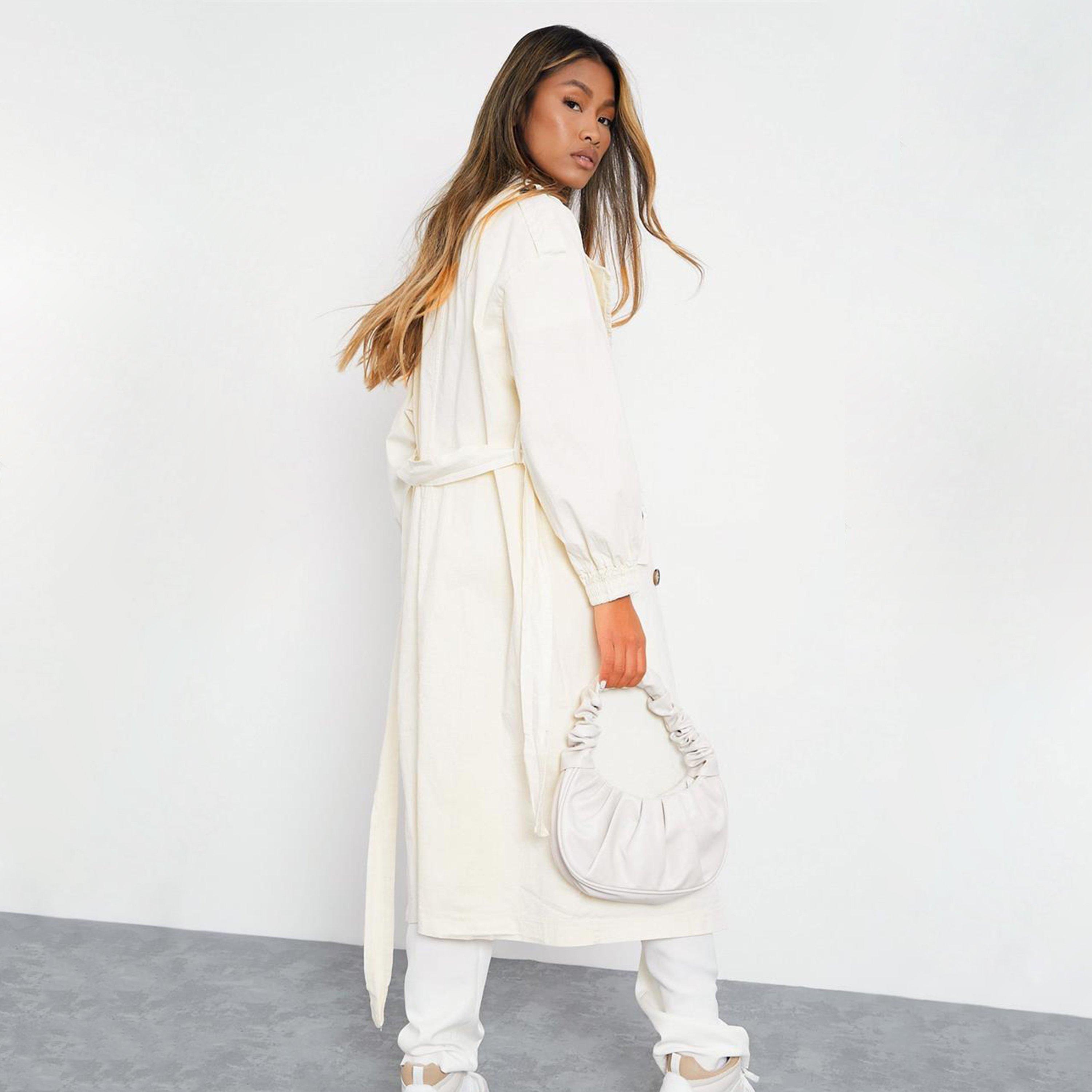 Blanco - I Saw It First - ISAWITFIRST Maxi Trench Coat With Self Tie Belt - 4