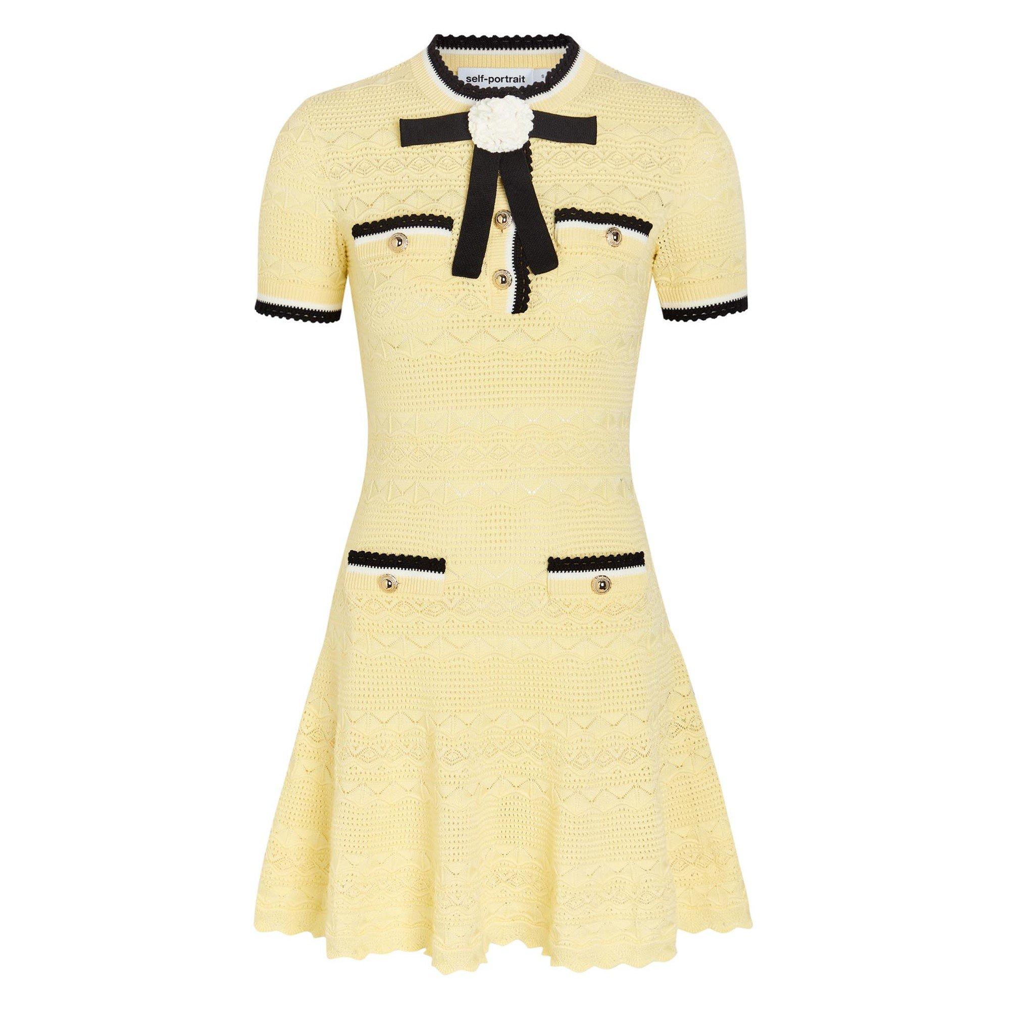 YELLOW - Self Portrait - SD POINTELLE KNIT MINI DRESS