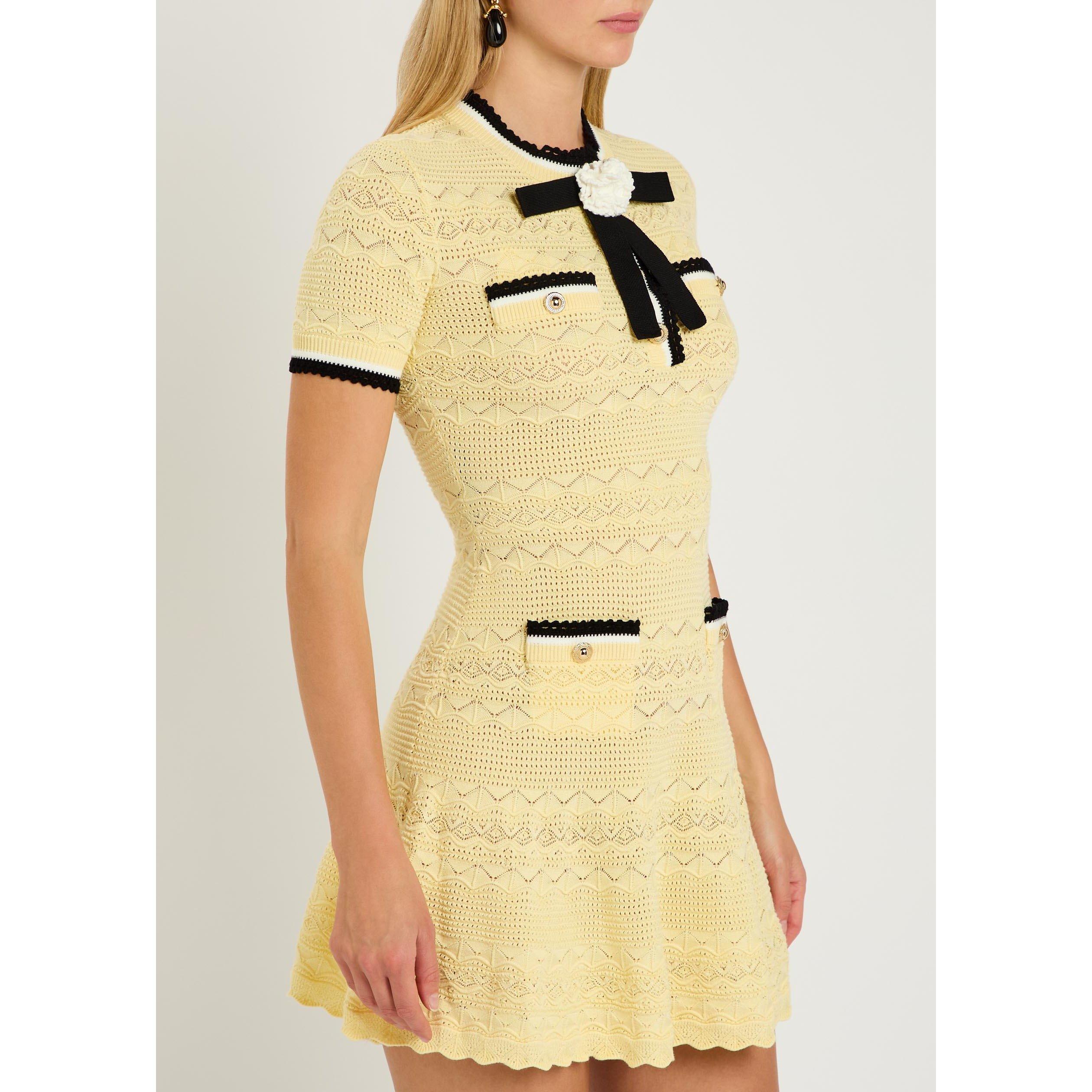 YELLOW - Self Portrait - SD POINTELLE KNIT MINI DRESS - 2